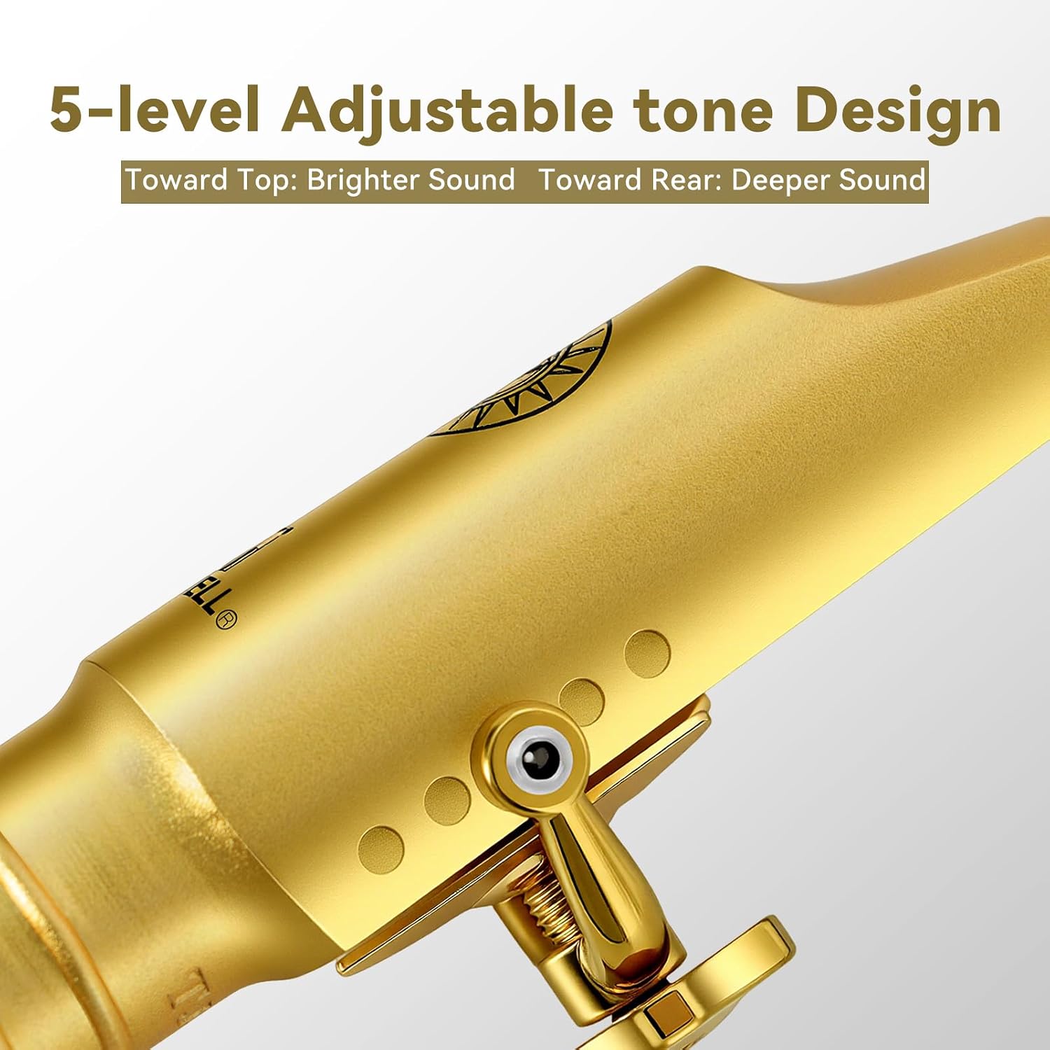 ROWELL Tenor Saxophone Metal Mouthpiece Jazz Sax Mouthpiece- 5-Level Adjustable Ligature & Protective Cap Full Tone for Jazz & Concert Band