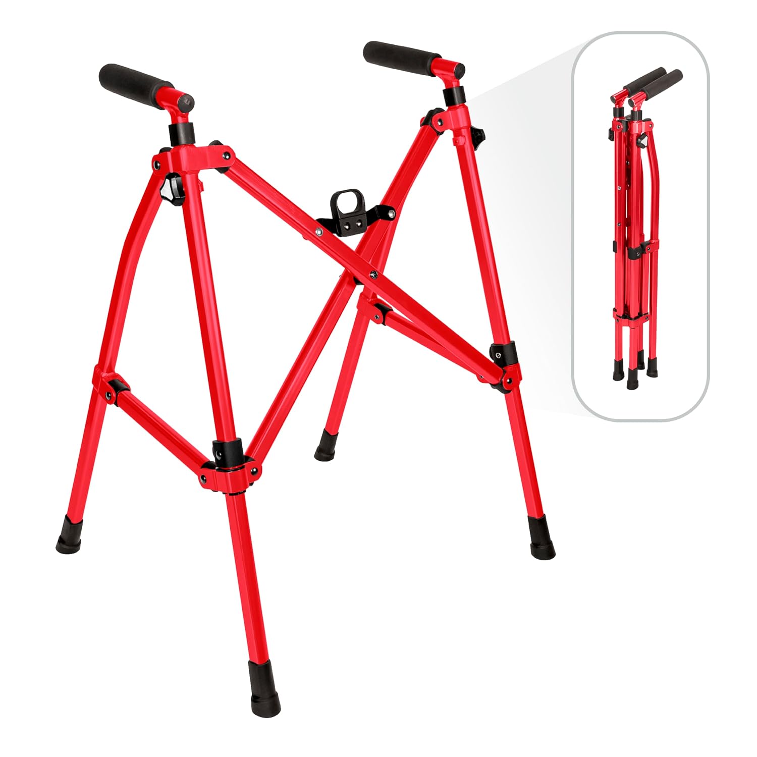 Stander Wonder Walker Lite, Lightweight Folding Mobility Aid for Adults, Seniors, and Elderly, Collapsible Travel Assistant with Rubber Feet for Support, Sport Red