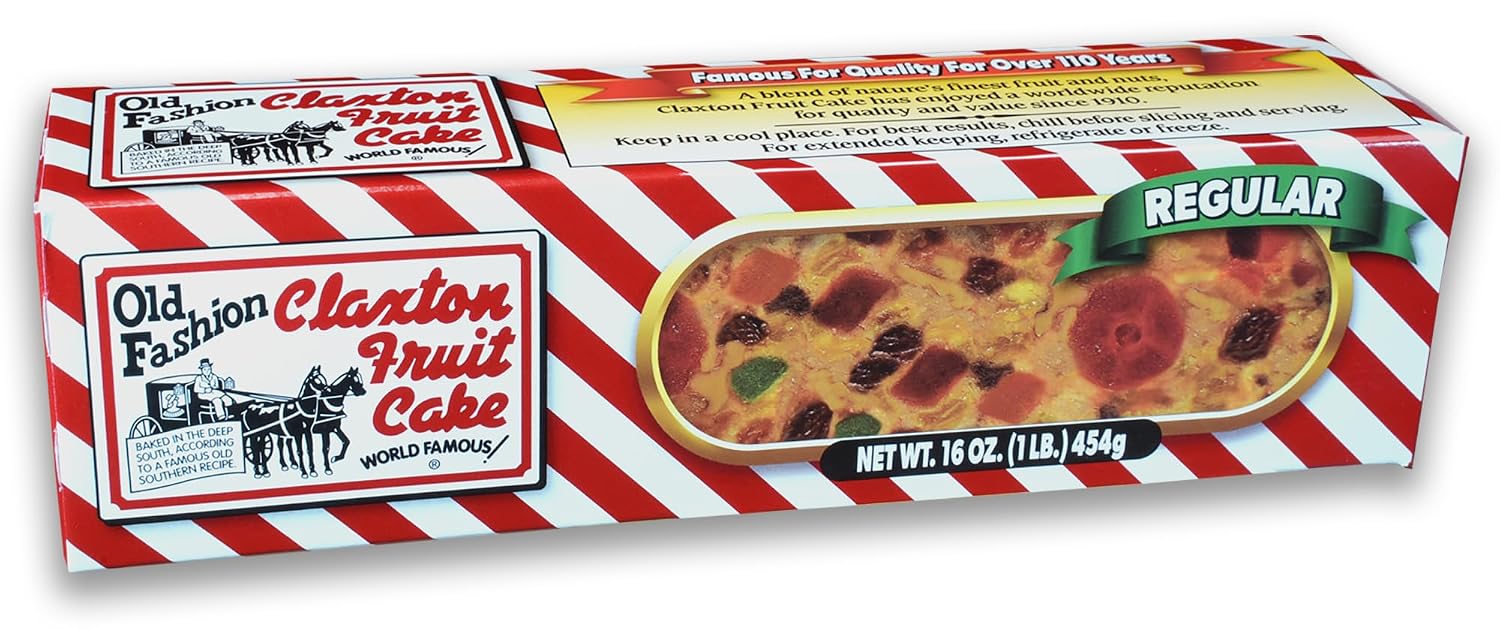 Claxton Fruit Cake – 5-1 lb Regular Recipe Loaves | Individually Wrapped | Packaged in Signature Red-and-White Gift Carton | Old-Fashioned Holiday Fruitcake Since 1910 | 5 Pack