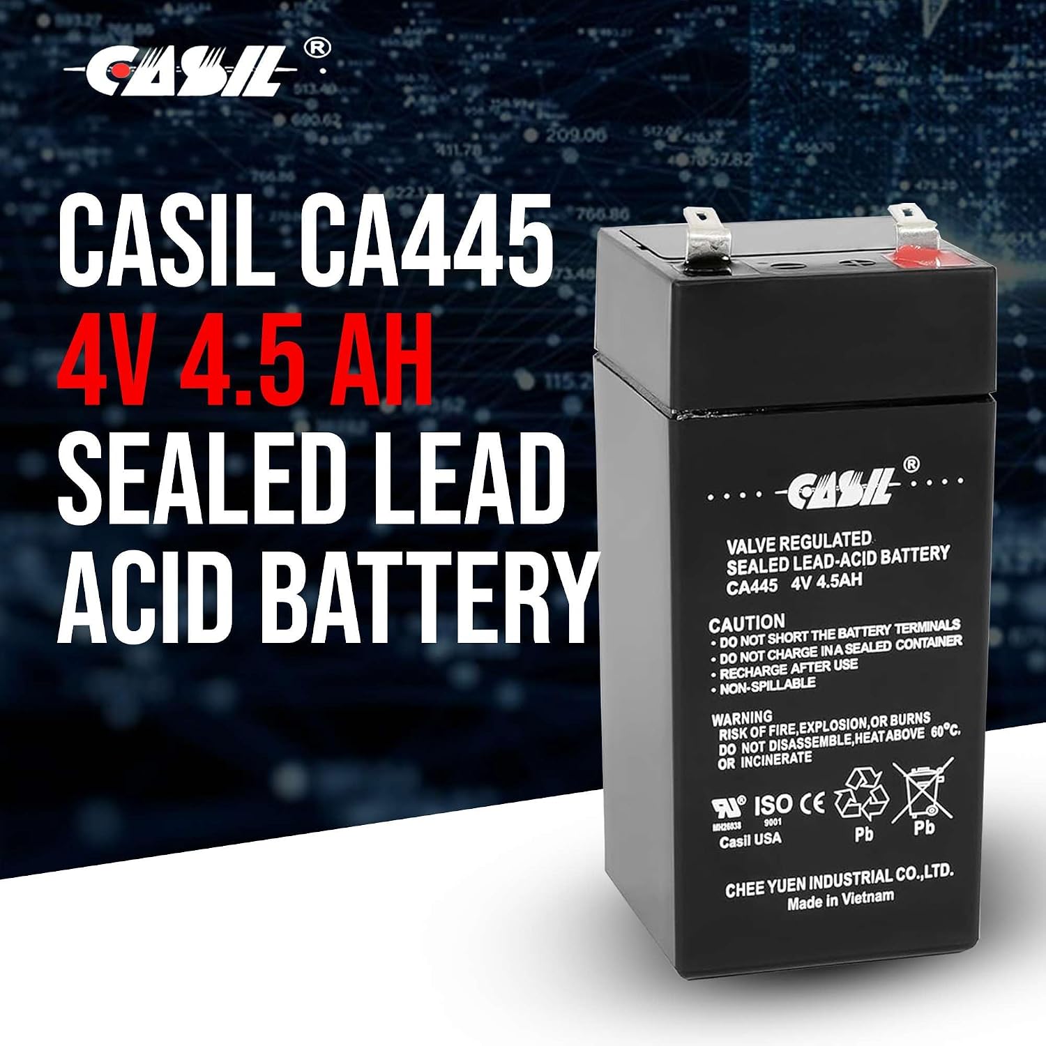 Casil Fi-Shock SS-440 Zareba Electric Fence Charger 4 Volt Rechargeable Battery 4A AGM Valve Regulated Lead Acid Battery for Solar Electric Fence