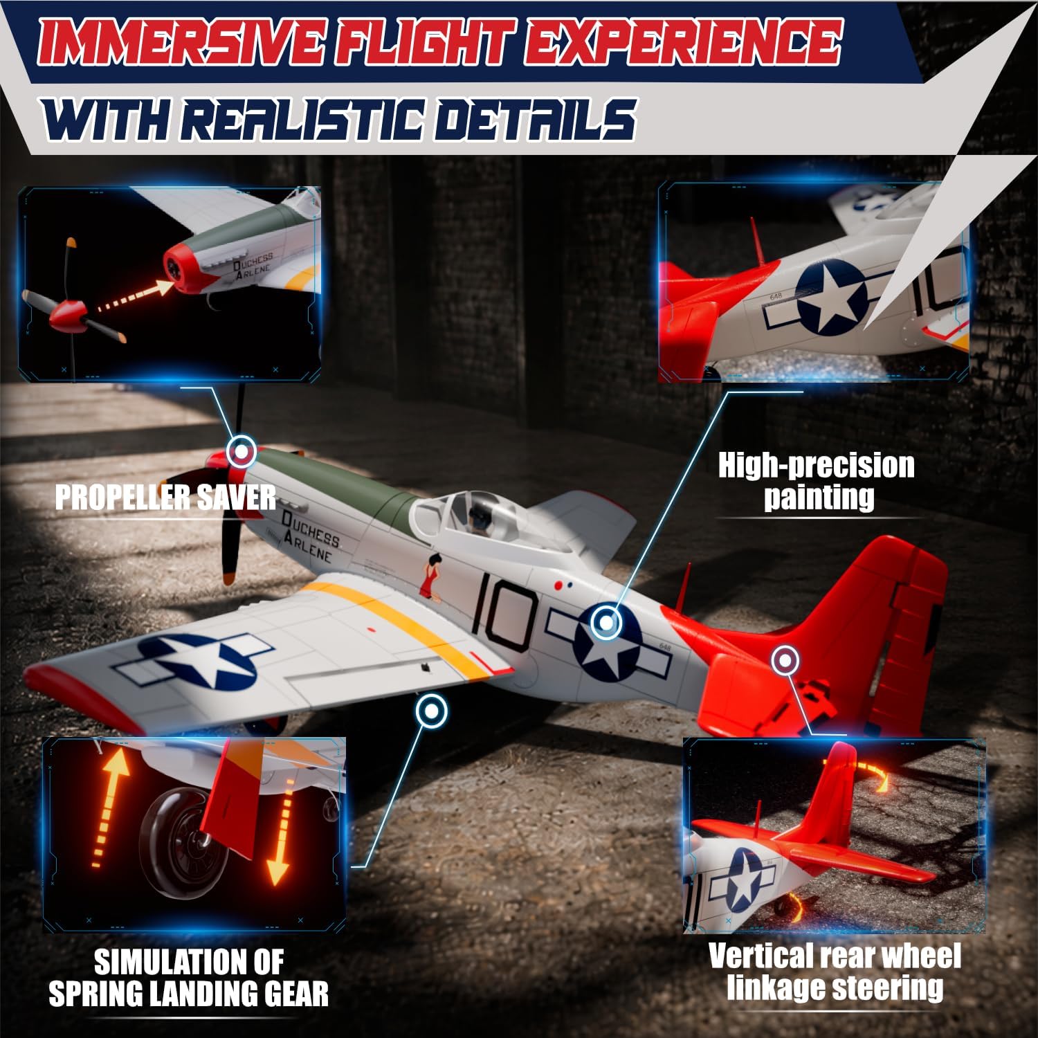 LEAMBE 4 Channel RC Plane, Ready to Fly Aerobatic Aircraft, Easy Control for Beginners, P51 Mustang RC Airplane Best Gift for Adults