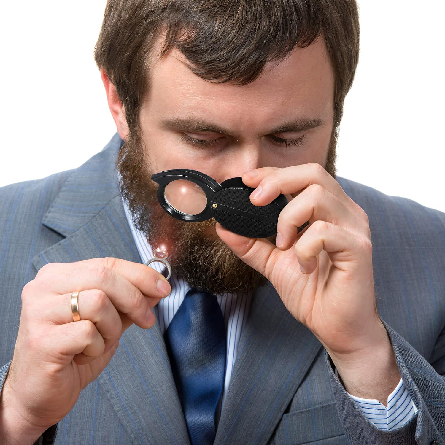 ULTECHNOVO Pocket Magnifying Glass 5X Folding Handheld Portable Magnifier