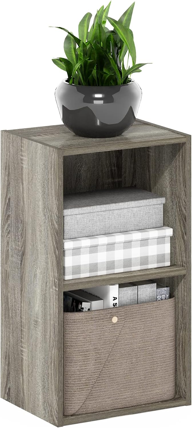 Furinno PASIR Book Shelf, 5-Tier Modern Bookshelf, Open Shelves Bookcase, 9 x 12 x 52, for Living Room, Bedroom, Home Office, Plain White