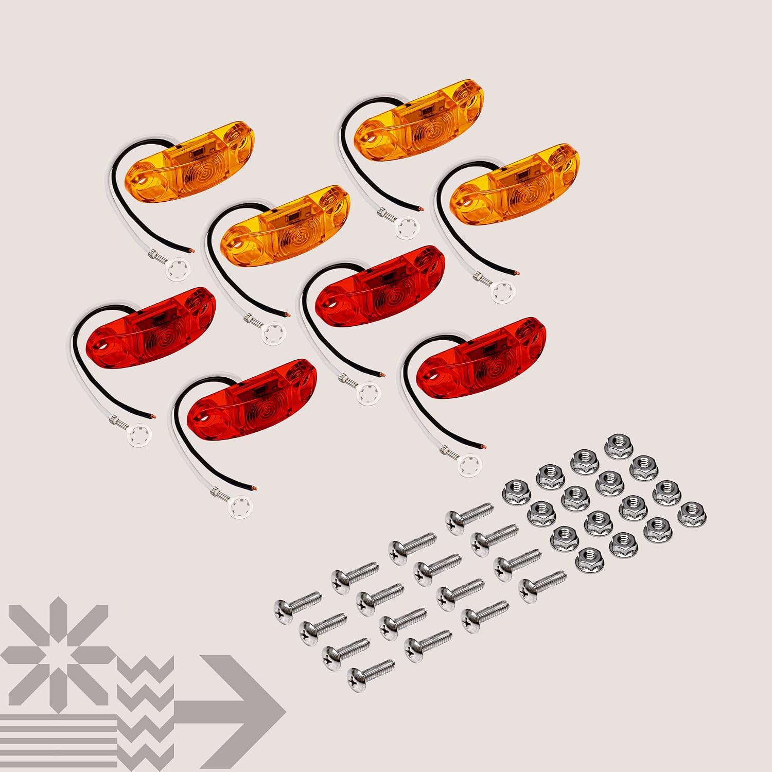 TRUE MODS 2pc 2.5" Amber Oval LED Trailer Marker Lights for Boat Trailer RV