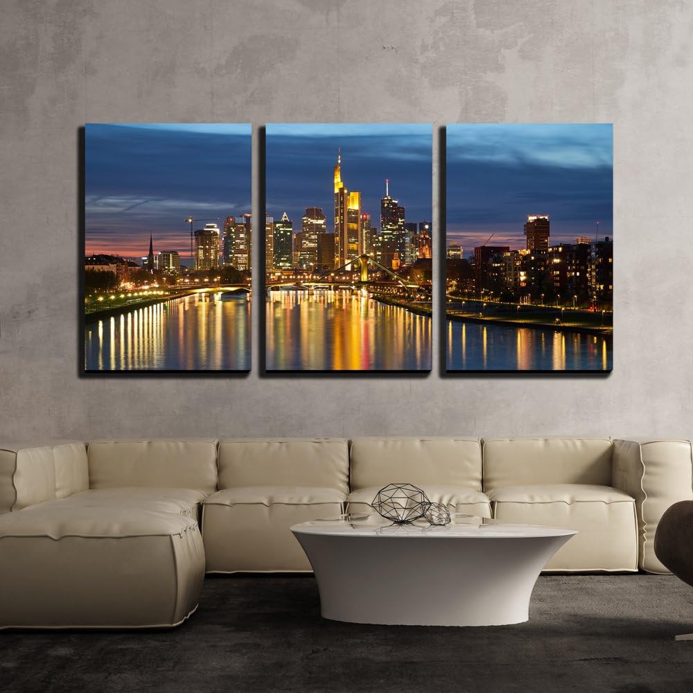 wall26 - 3 Piece Canvas Wall Art - Blue Ocean Waves - Modern Home Art Stretched and Framed Ready to Hang - 16"x24"x3 Panels
