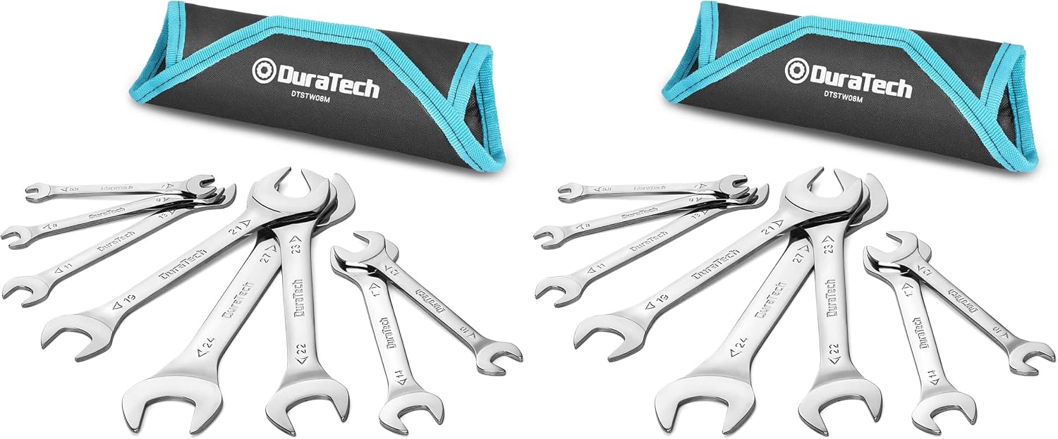 DURATECH Super-Thin Open End Wrench Set, 8-Piece, Metric