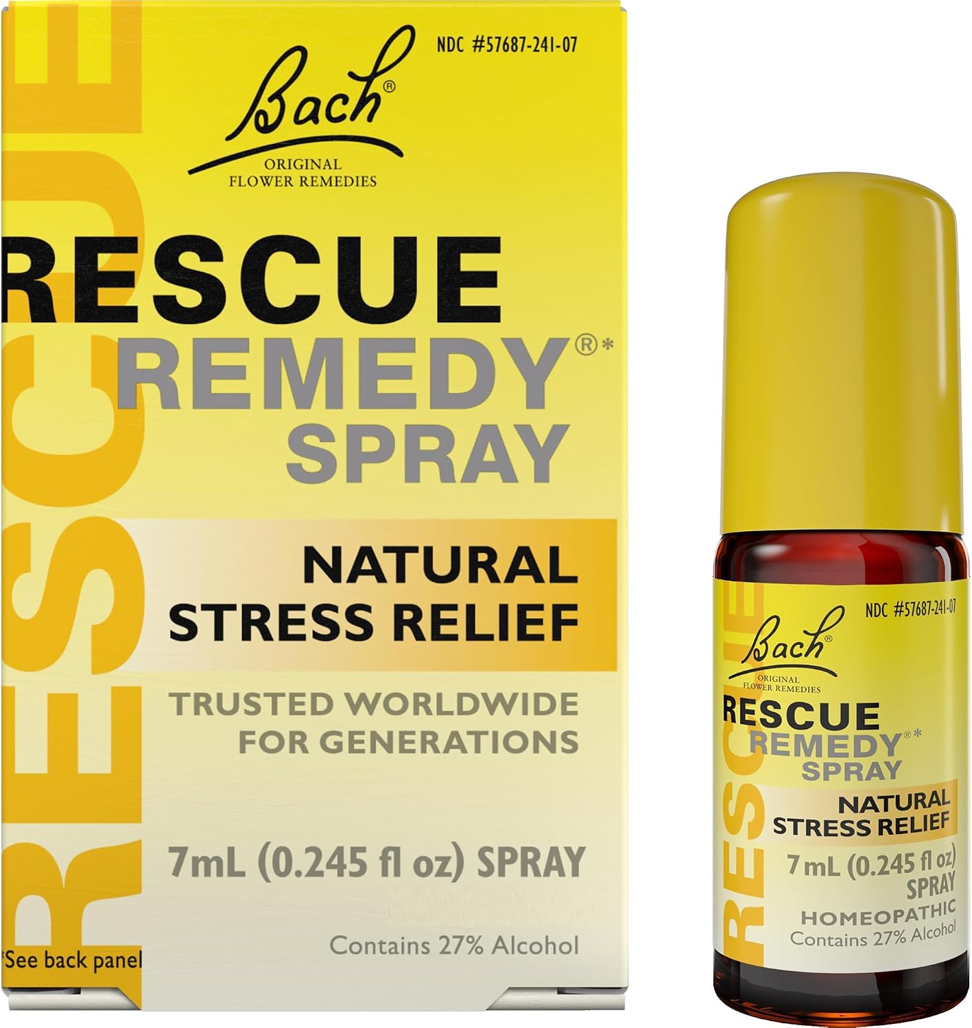 Bach RESCUE REMEDY Spray 20mL, Natural Stress Relief, Homeopathic Flower Essence, Vegan, Gluten & Sugar-Free, Non-Habit Forming (Packaging May Vary)