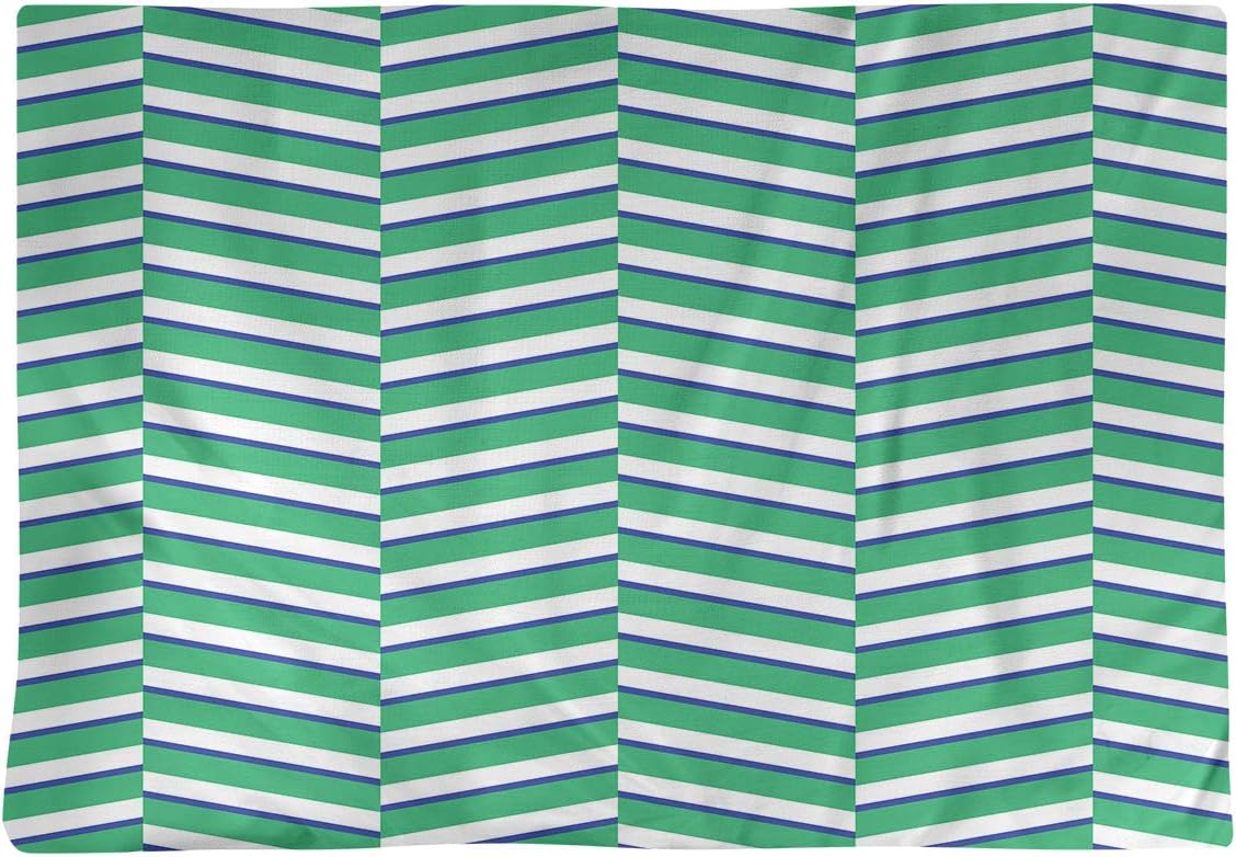Dana Strider Two Color Fractured Stripes Table Placemat, 18 x 14, Green & Navy Blue