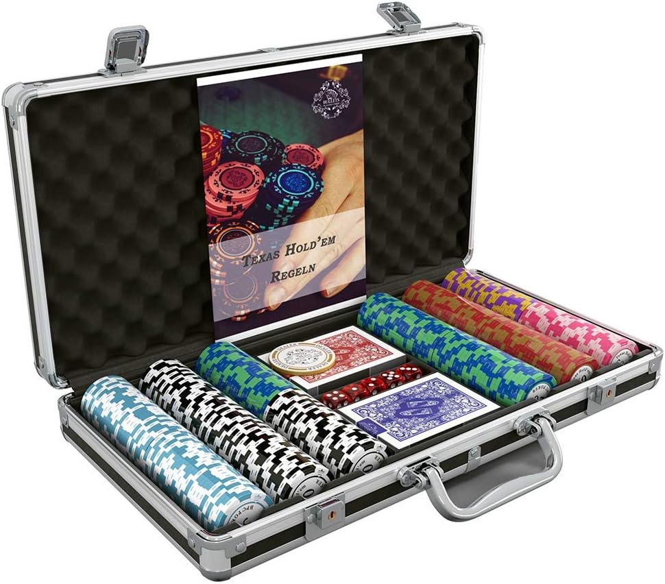Bullets Playing Cards | Poker Set Corrado | 500 Clay Poker Chips (14 g) with Aluminum Case & Playing Cards – Texas Hold’em