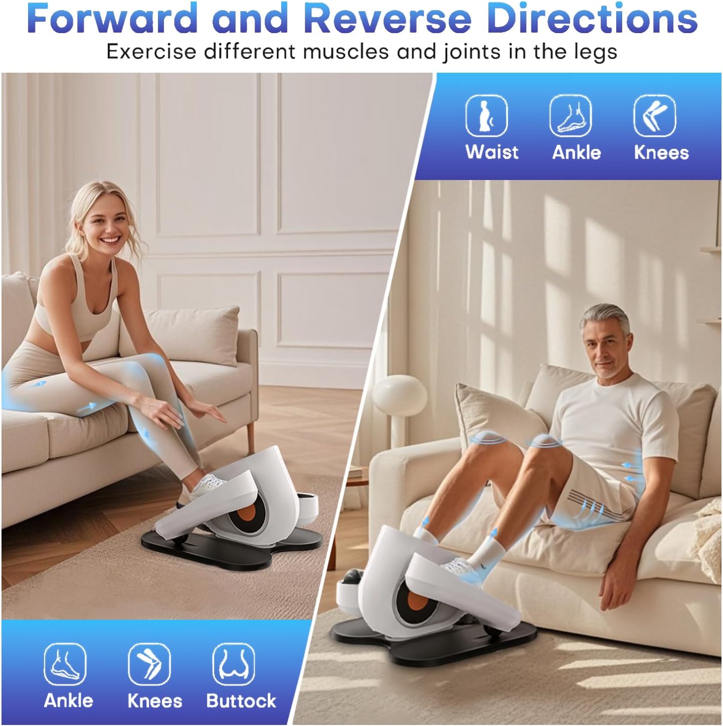 Under Desk Elliptical, Quiet Motorized Leg Exerciser with Remote Control | Quiet pedal exerciser for seniors, home and office use