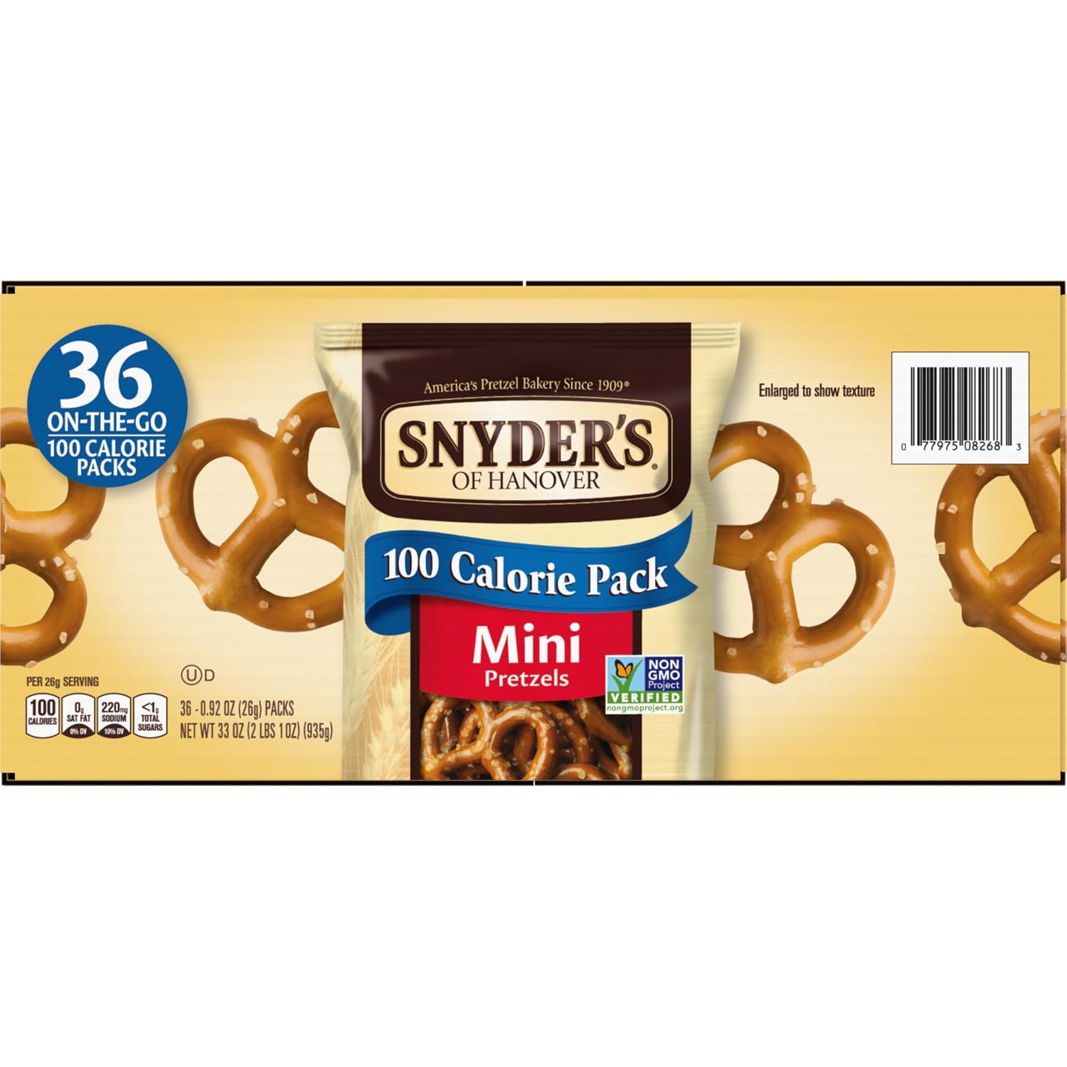 Snyder's of Hanover Mini Pretzels, 100 Calorie Individual Packs, 36 Ct