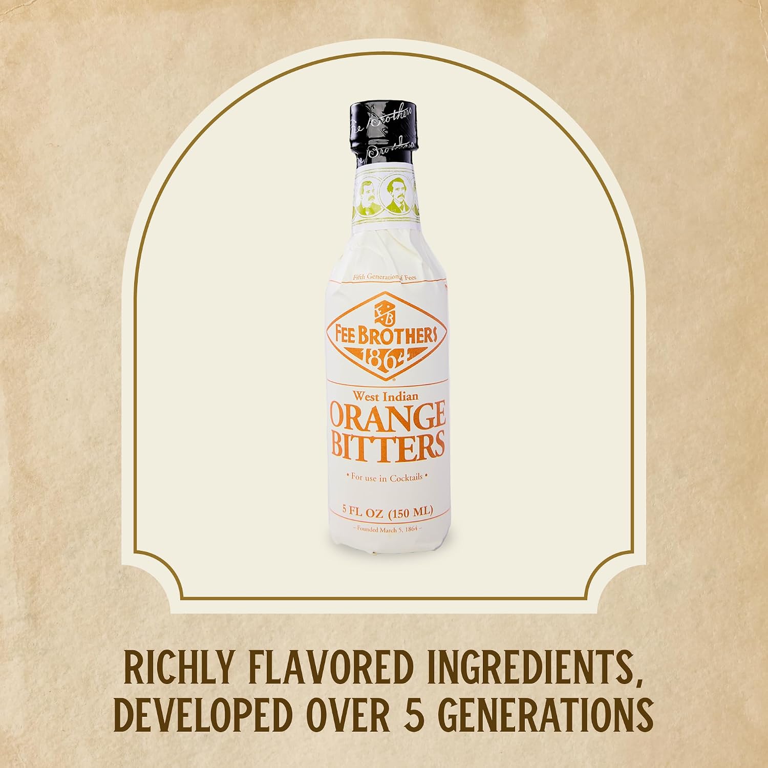 Fee Brothers West Indian Orange Cocktail Bitters, 5 fl oz (150ml) | Aromatic Cocktail Mixer & Concentrated Flavoring, Gluten Free, Vegan-Friendly
