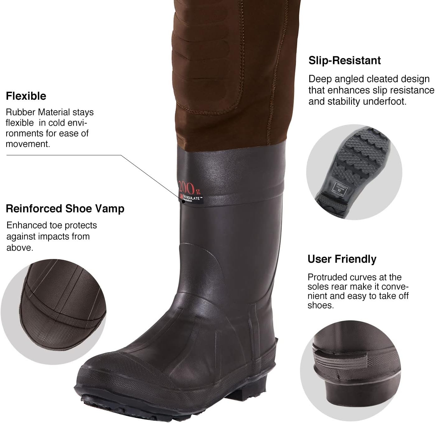 TIDEWE Neoprene Chest Waders for Men, Waterproof Bootfoot for Hunting | Warm Waterproof Slip-Resistant Men's Bootfoot Fishing Waders for Hunting & Wetland Work