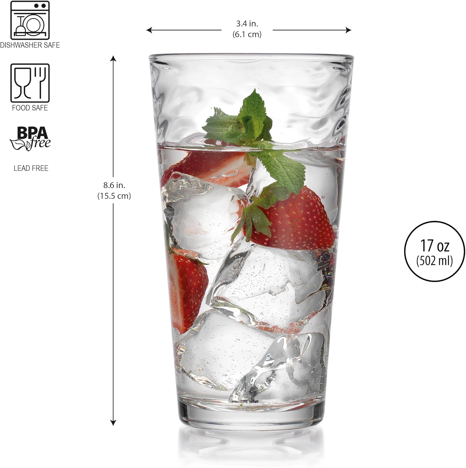 Glaver's Drinking Glasses Set of 10 Highball Glass Cups