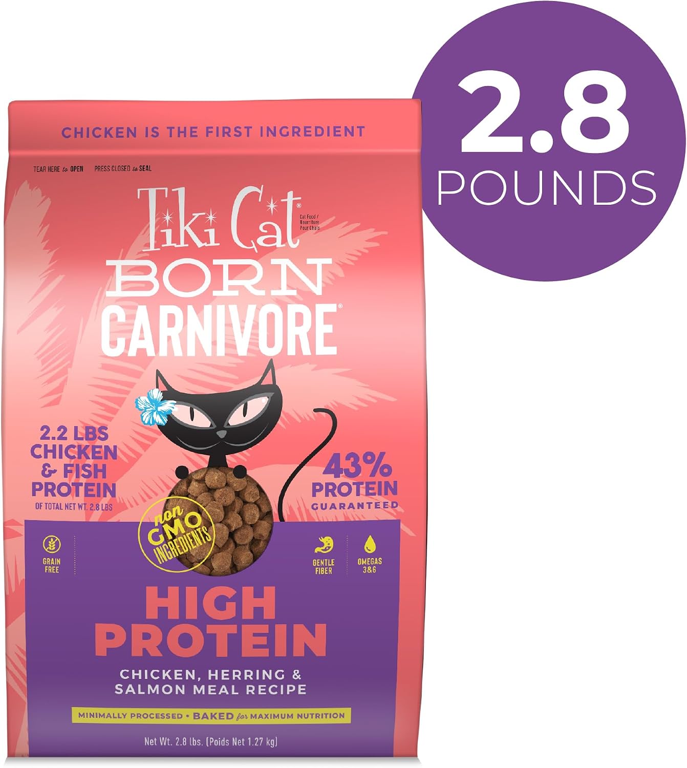Tiki Cat Born Carnivore Dry Cat Food, Deboned Chicken & Egg, 2.8 lbs. Bag