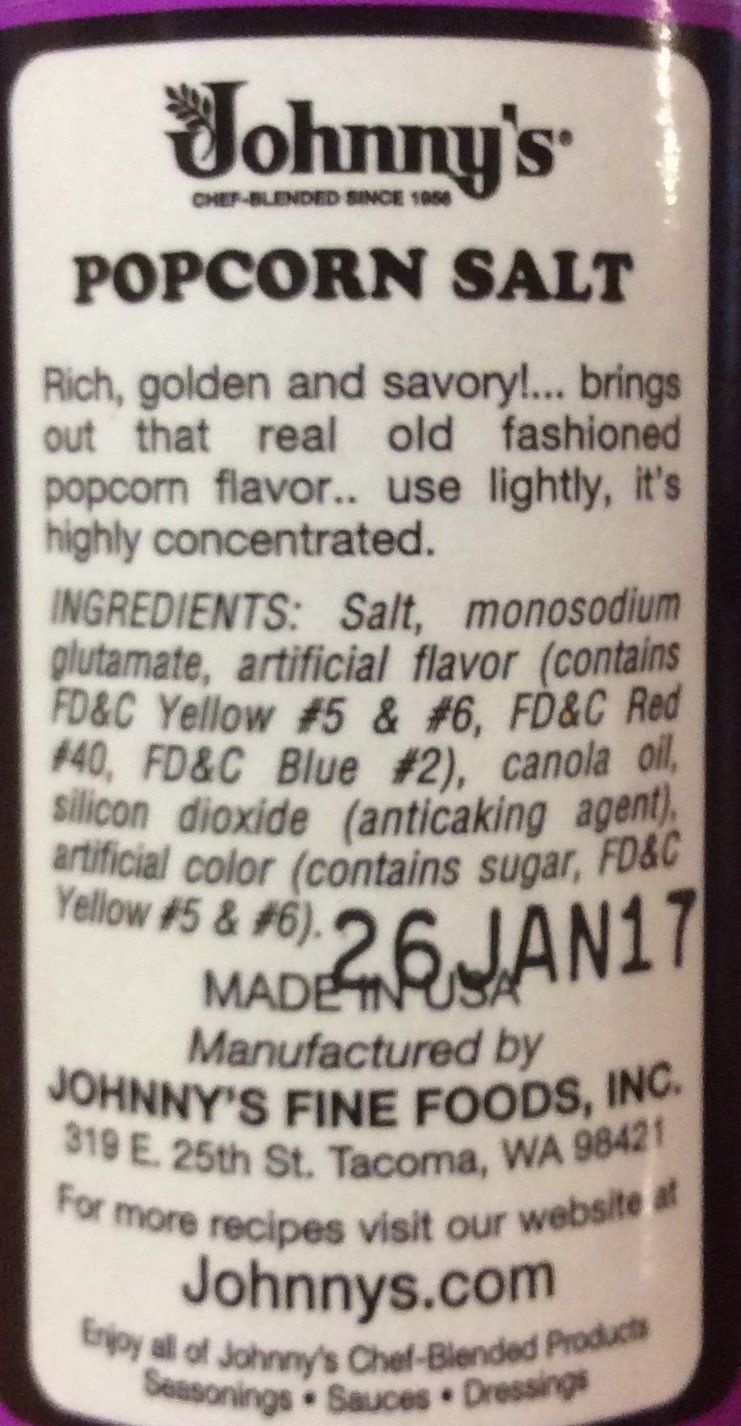 Johnny's Gluten Free POPCORN SALT 4.75oz (2 Pack)