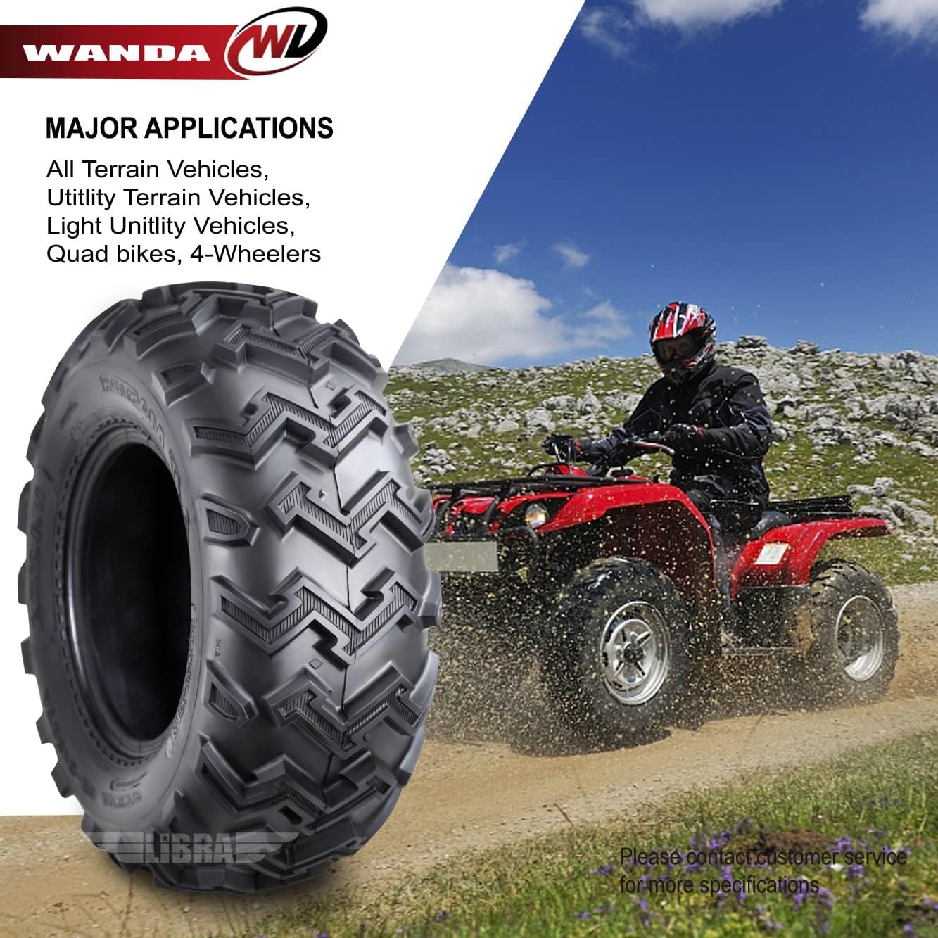WANDA 2 New ATV UTV Tires 22X8-10 22x8x10 6PR P306-10264