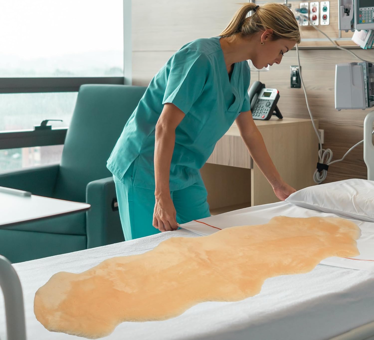 Natural Medical Sheepskin Pad, Non-Slip Back, Natural, 17 x 17 in, 1 Pack