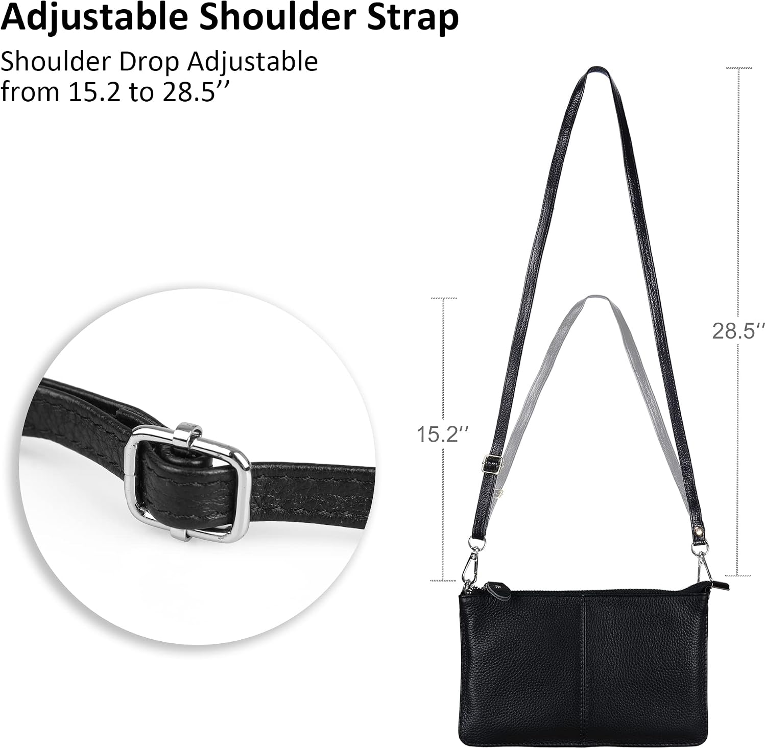 befen Genuine Leather Small Crossbody Bags for Women Wristlet Wallet Purses | Real Leather, RFID Blocking Card Slots, Wristlet Strap, Clutch Purse, Fit iPhone 17 Pro Max, Leather Handbags