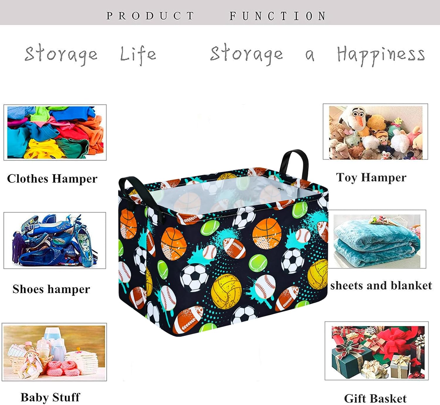 Kid Storage Basket Gift Shelf Basket Toy Storage Bin, Nursery Basket Organizer Box for Children Room Deco With Handles (Grey deer)