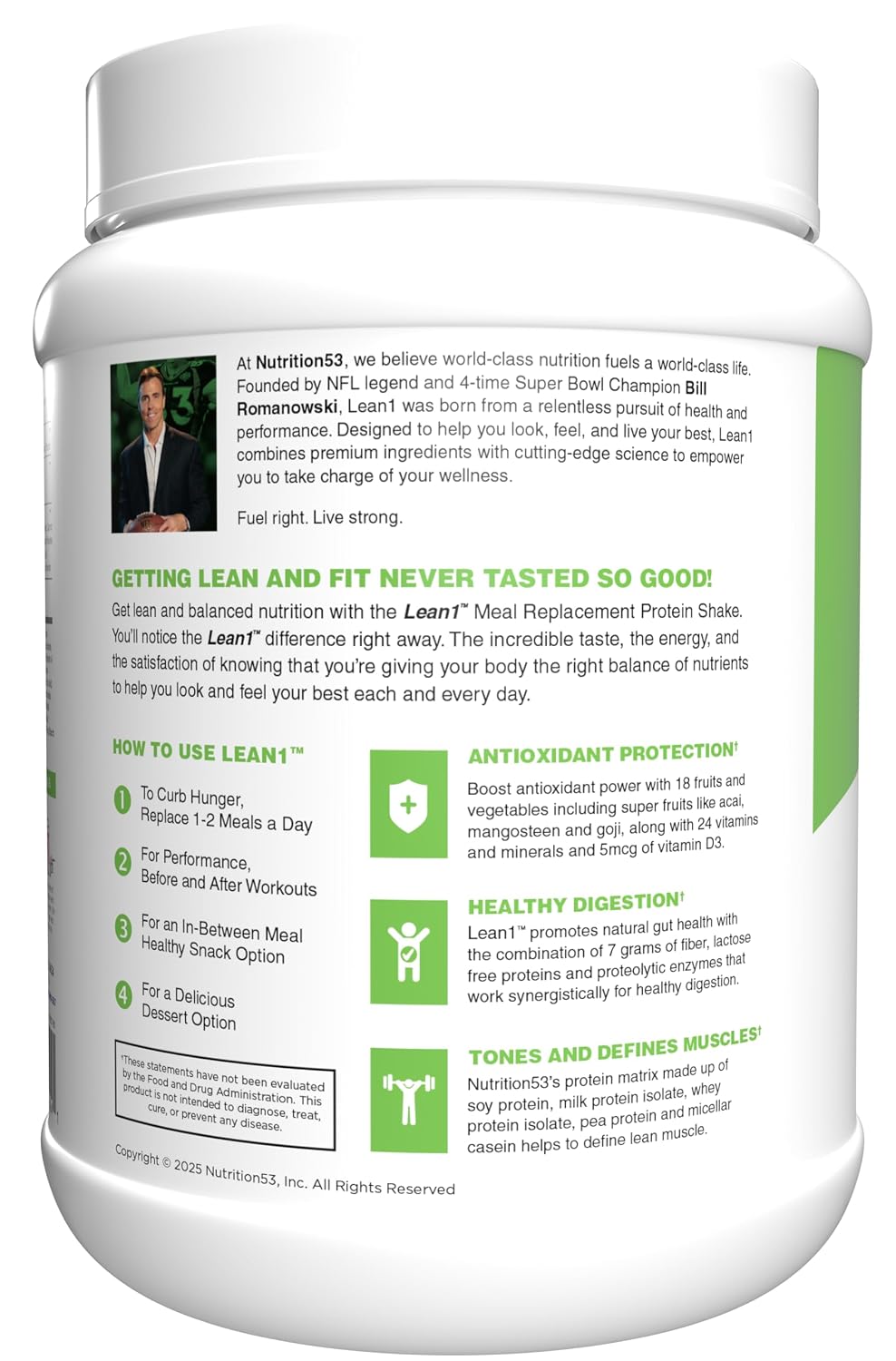 Lean1 Vanilla, Meal Replacement Protein Shake, 15 Serving Tub
