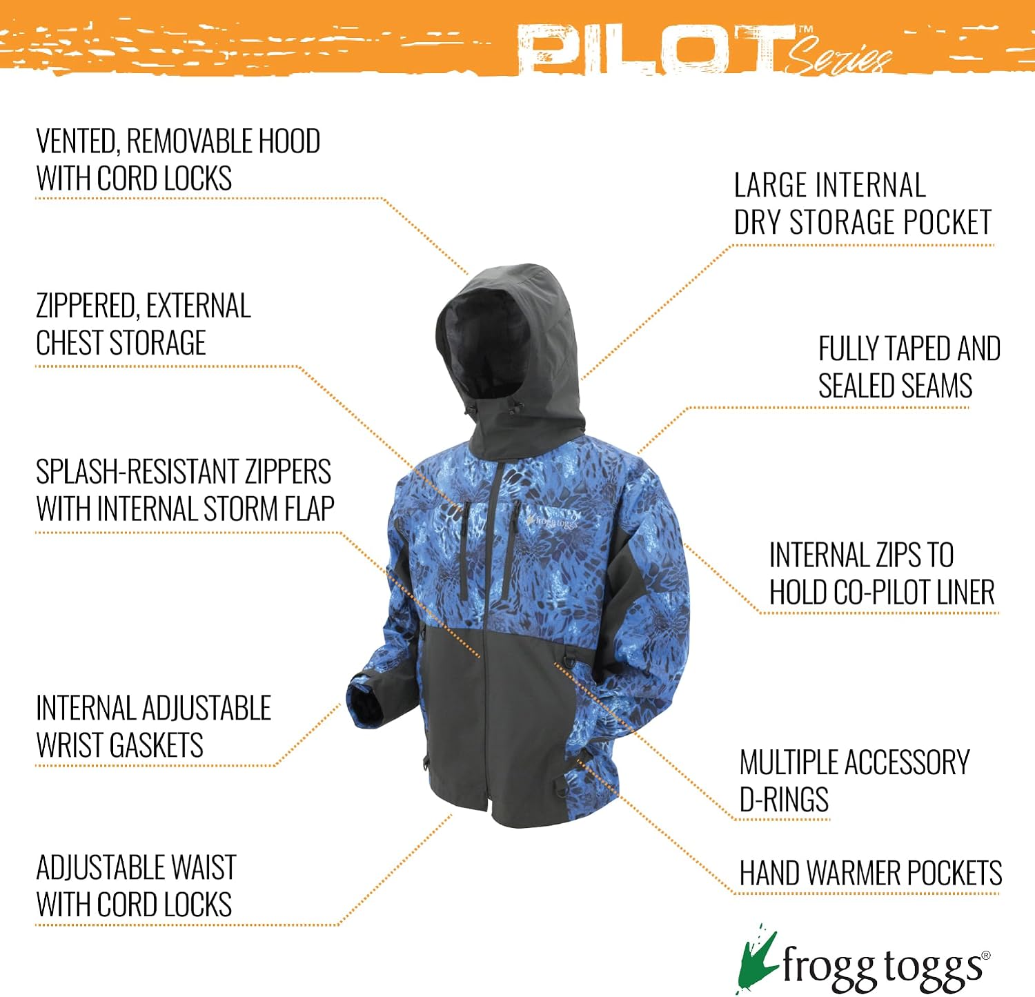 FROGG TOGGS Men's Pilot 2 Guide 3-Layer Waterproof Breathable Rain Jacket