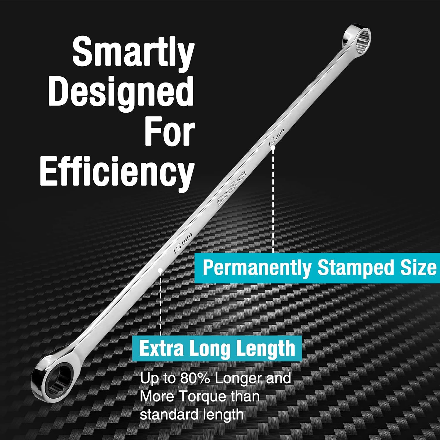 DURATECH Extra Long Ratcheting Wrench Set, Double Box End, Metric, 9-Piece