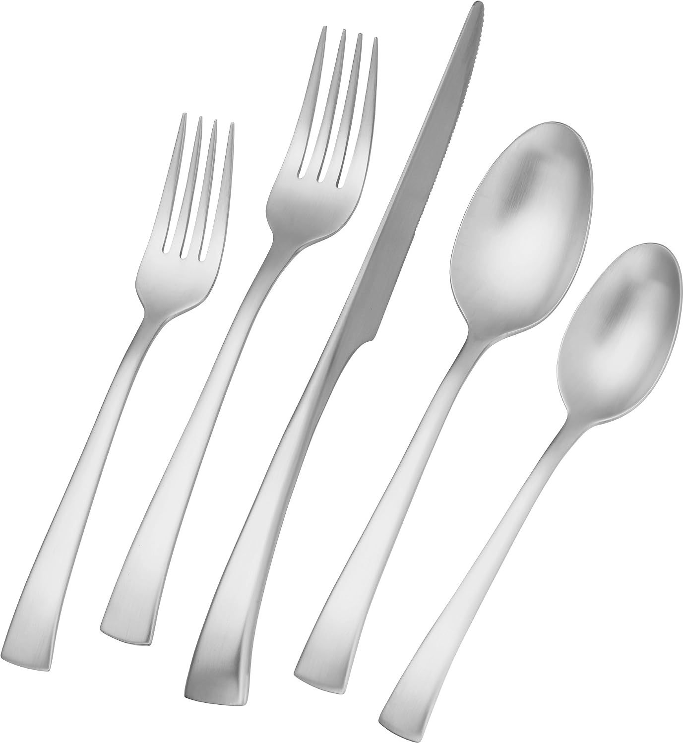 ZWILLING J.A. Henckels Bellasera (matte finish) 45-pc Satin Flatware Set, 18/10 Stainless Steel, Satin Finish (not polished)