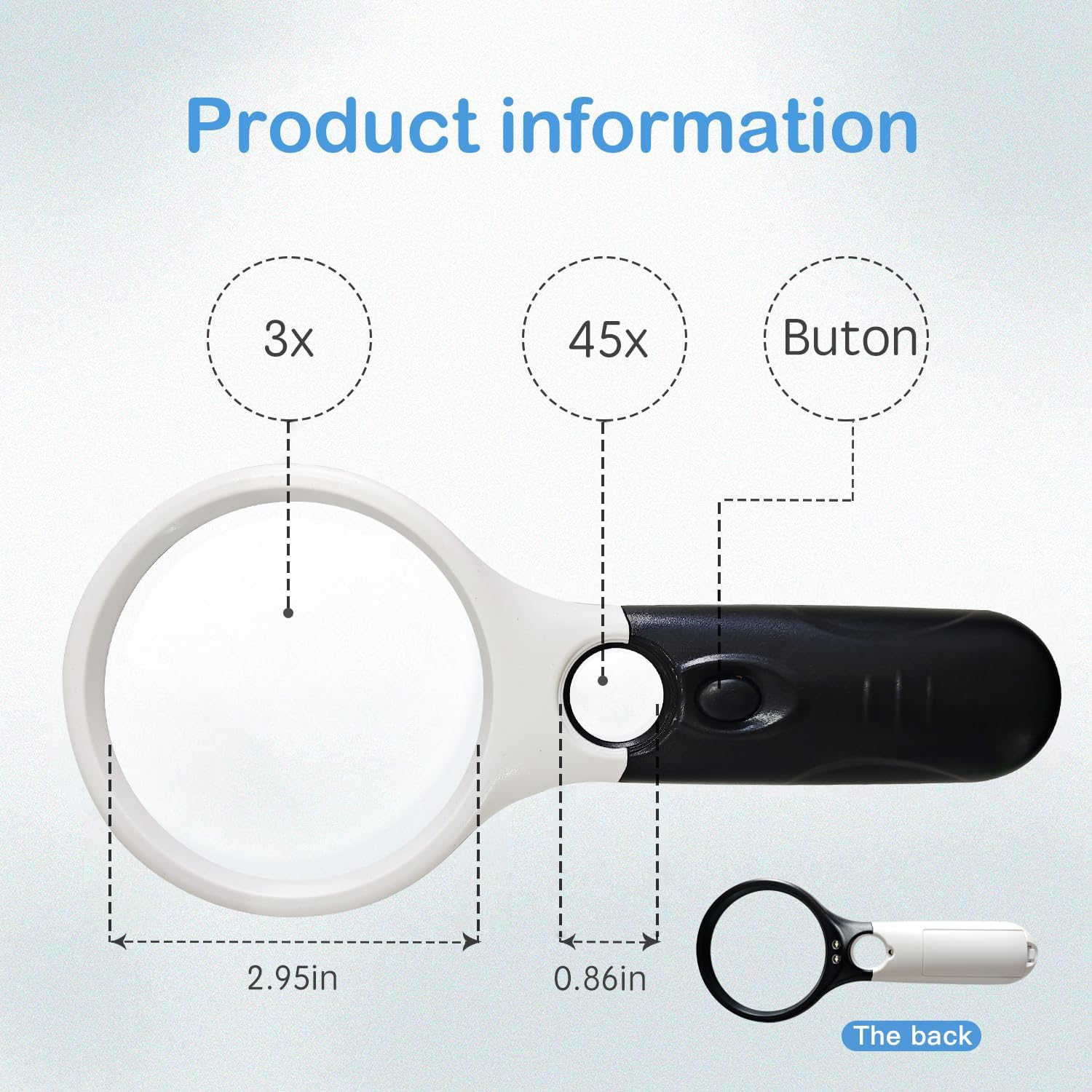 Wapodeai 3X 45X High Magnification, Suitable for Reading