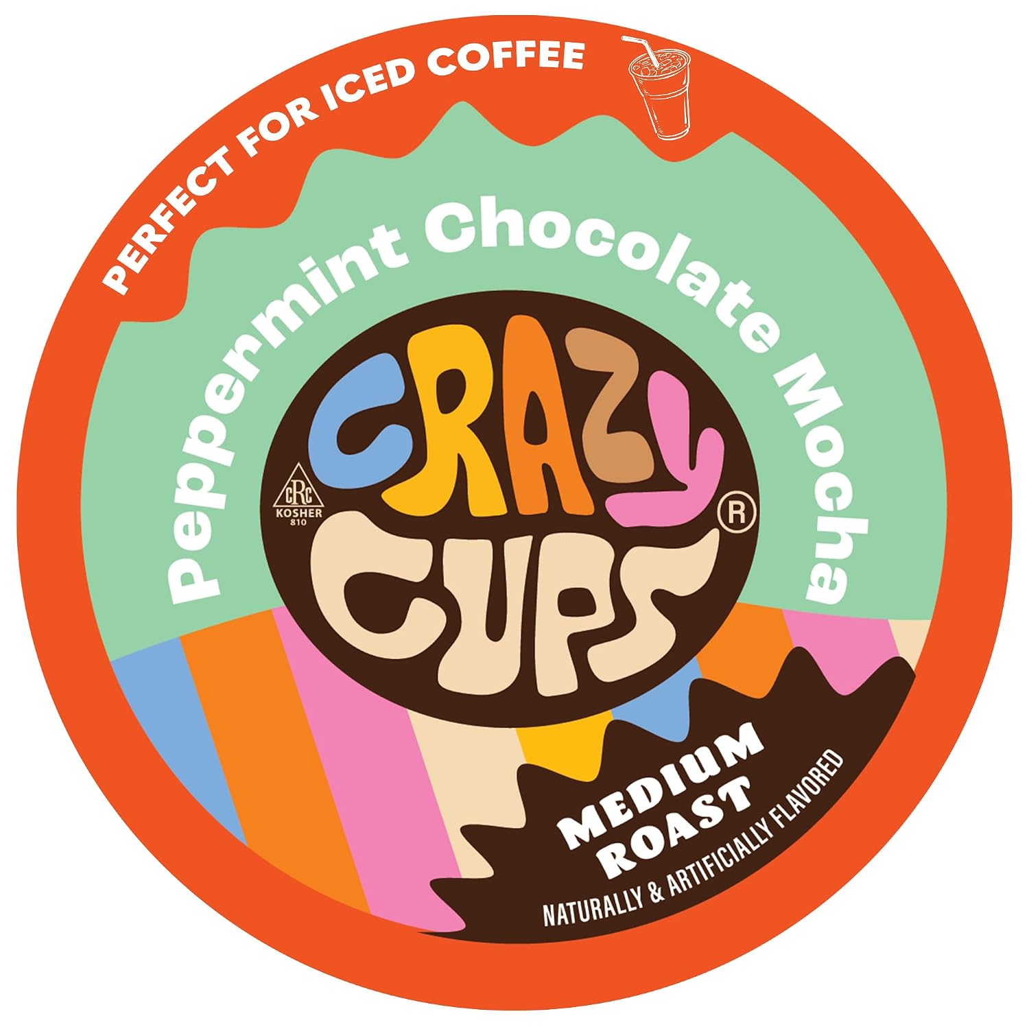 Crazy Cups Flavored Coffee for Keurig K-Cup Machines, Peppermint Chocolate Mocha, Hot or Iced Drinks, 22 Single Serve, Recyclable Pods