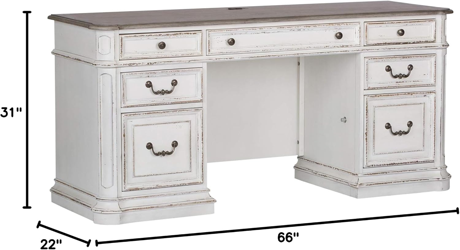 Liberty Furniture Industries Magnolia Manor Lift Top Writing Desk, W56 x D28 x H30, White