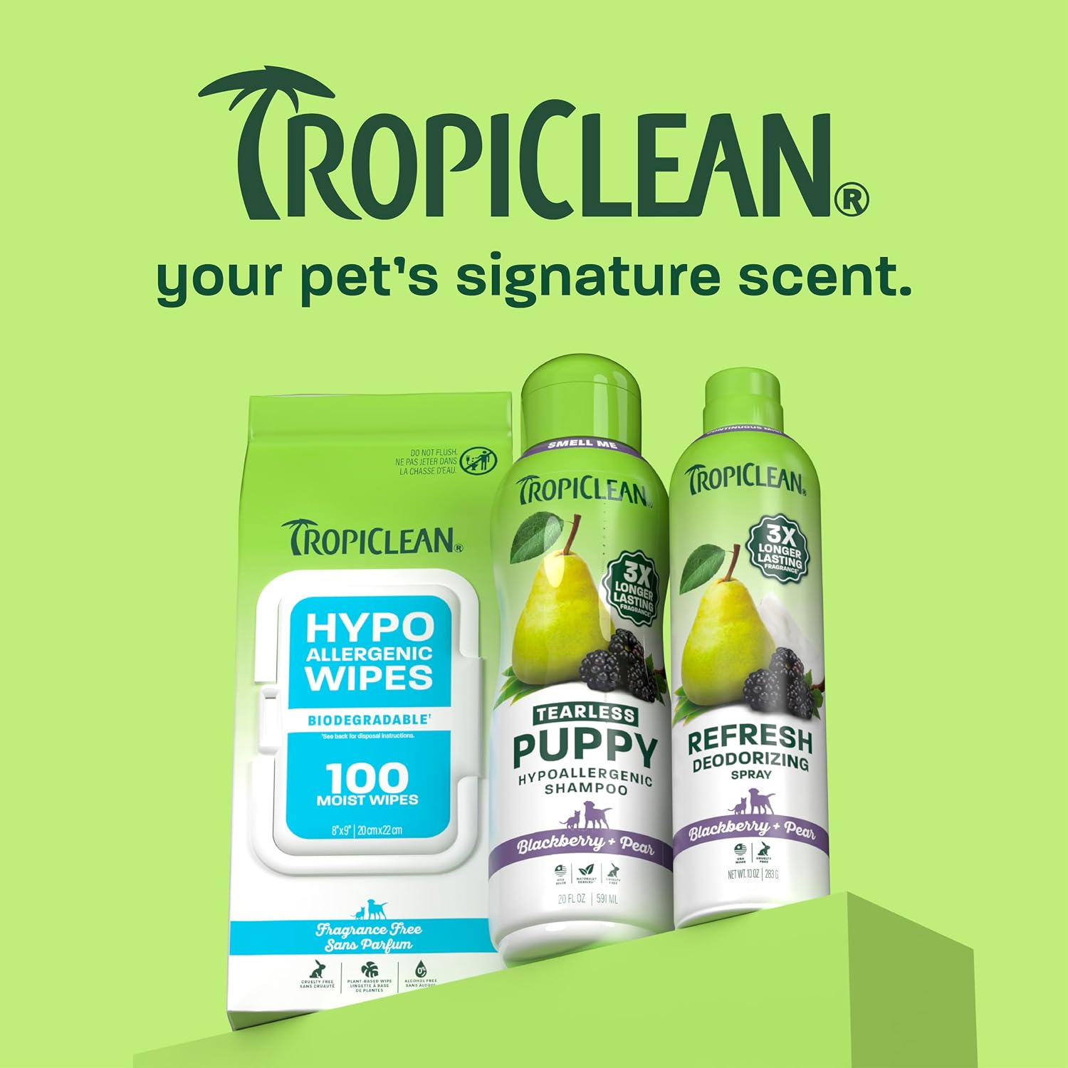 TropiClean Deodorizing Dog Shampoo for Smelly Pets, Long Lasting Odor Control, Puppy Safe, Made in the USA, Berry Scent, Cat Friendly, 20oz.