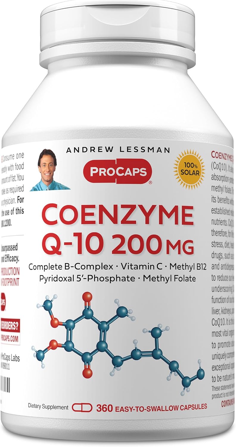 ANDREW LESSMAN Coenzyme Q-10 200 mg 30 Capsules - Essential for Energy Production and Optimum Key Organ Function, Anti-Oxidant Support, Depleted by Aging, Plus B-Complex. Easy to Swallow Capsules | 200 mg Coenzyme Q-10 plus bioavailable B Vitamins & Vita…