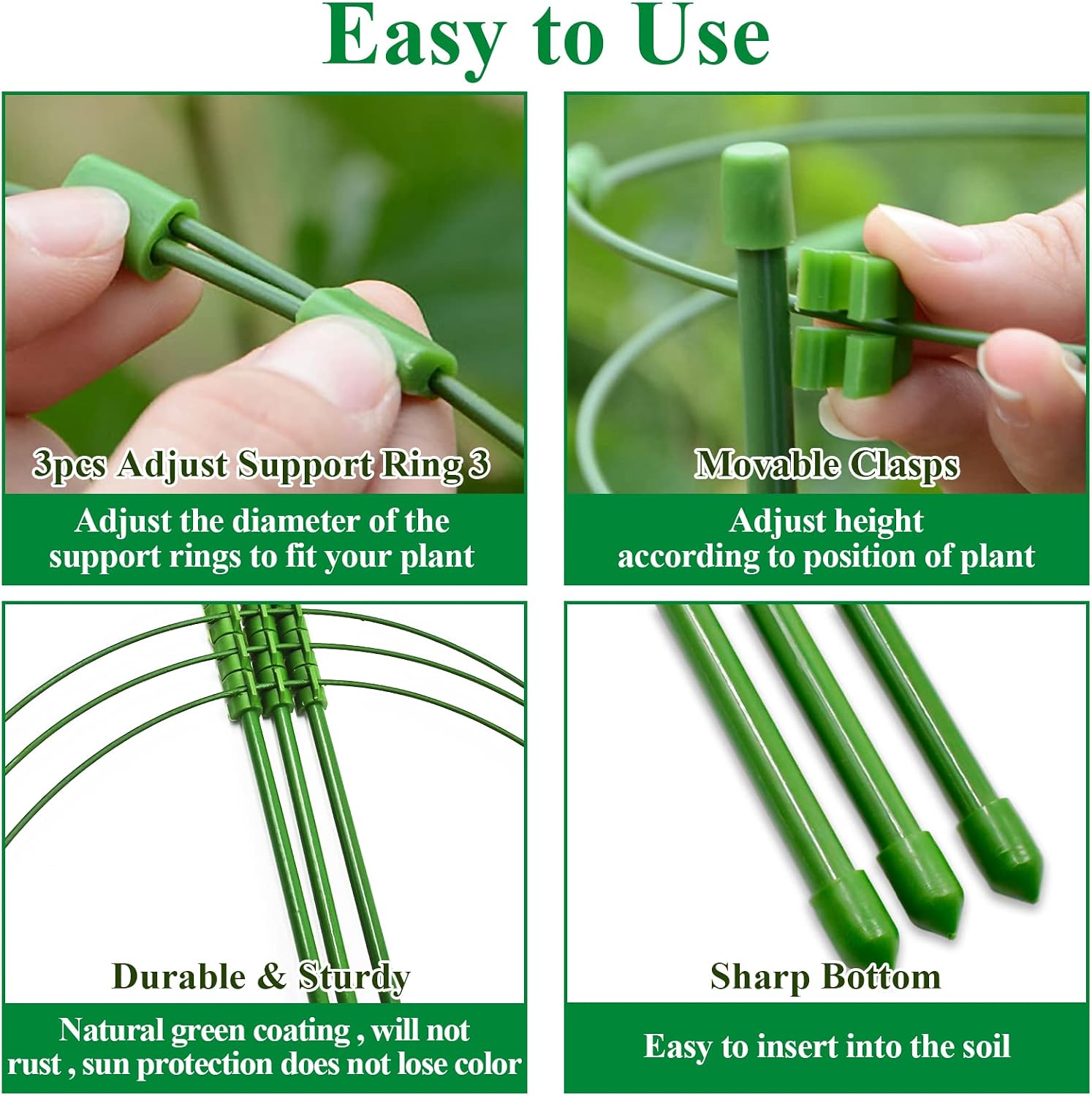 Legigo 3 Packs Plant Support Cages Tomato Cage for Garden- 18 Inch Adjustable Garden Cucumber Trellis Plant Stakes