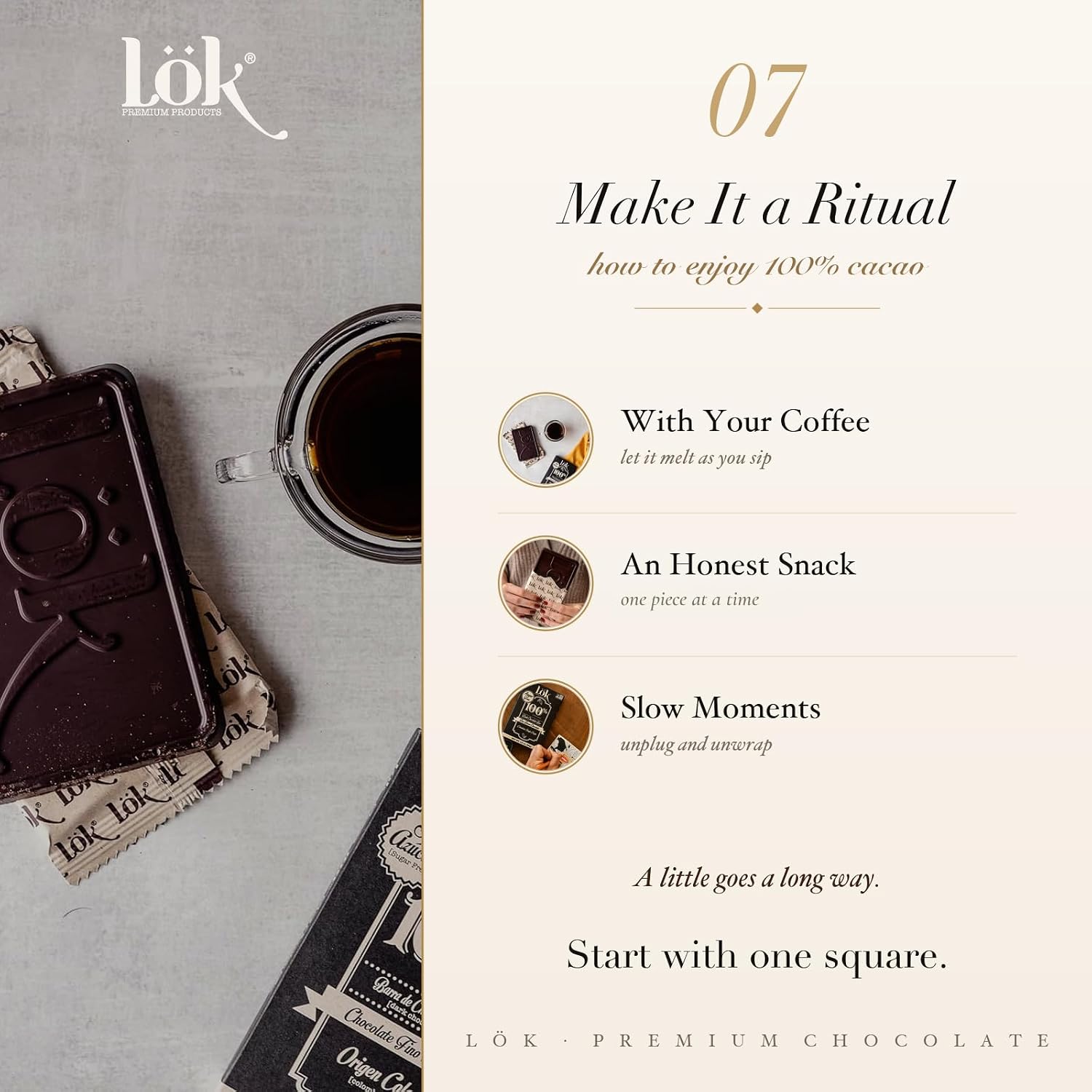 Lök Foods Dark Chocolate Bar 100% Cacao | Fair Trade, Kosher, Gluten Free, Vegan, Bean-to-Bar, Sugar-Free, No Sugar Alcohol, No Artificial Sweetener