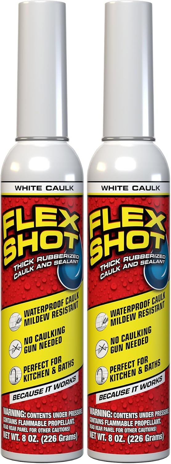 Flex Shot, Flexible Rubber Silicone Sealant, Waterproof Caulk, UV Resistant, No Caulk Gun Needed, Perfect for Kitchen, Bath, Showers, Sinks, Baseboards, Black, 8oz, 1-Pack
