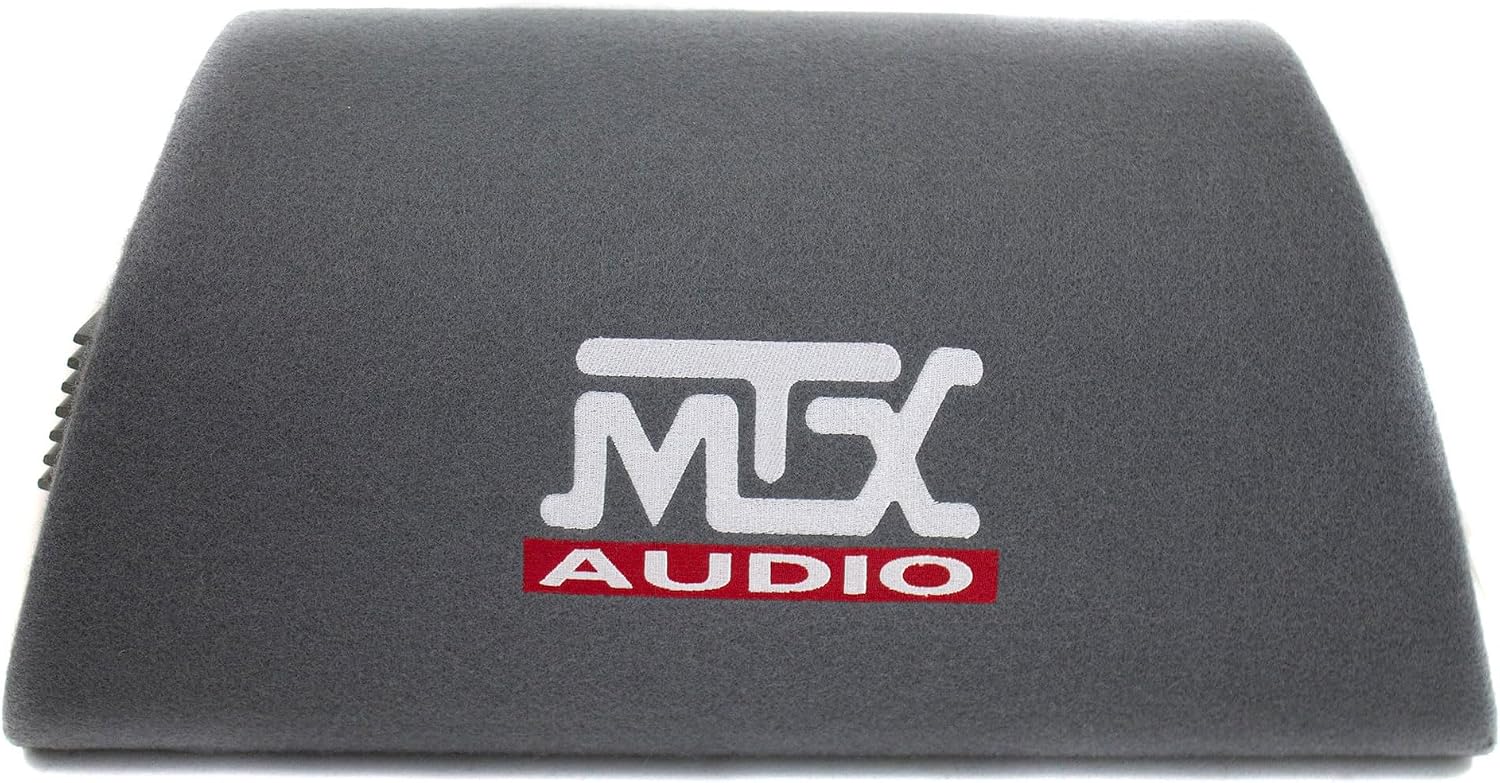 MTX Audio RT8PT 8 Inch 240 Watt Car Loaded Universal Powered High Performance Amplified Tube Box Vented Subwoofer Enclosure, RCA Connectivity