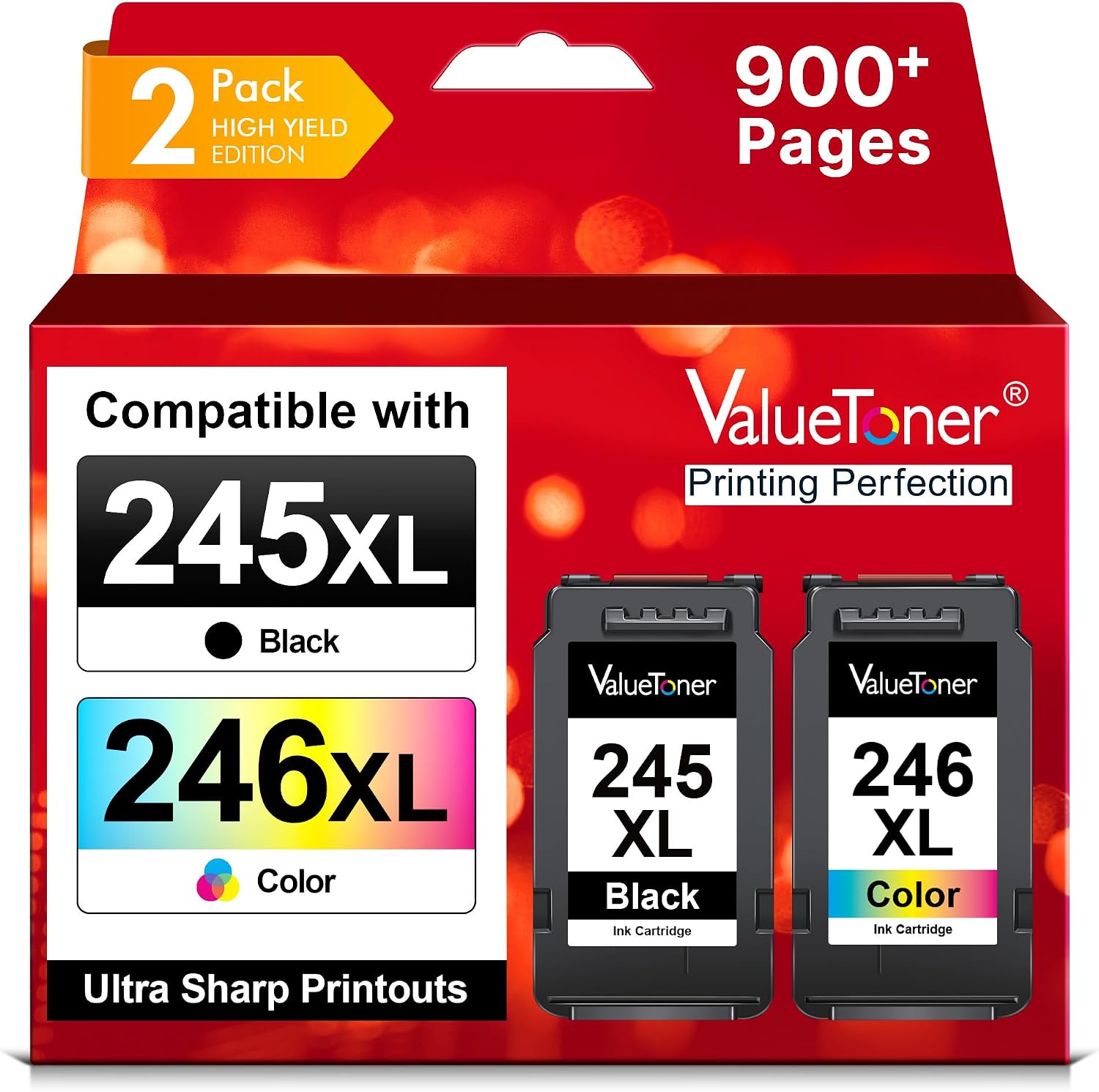 Valuetoner 245XL Ink Cartridge Replacement for Canon 245XL 246XL Combo Pack | PG-245XL CL-246XL for Pixma TR4520 TR4527 MG2522 MG2520 MX490 MX492