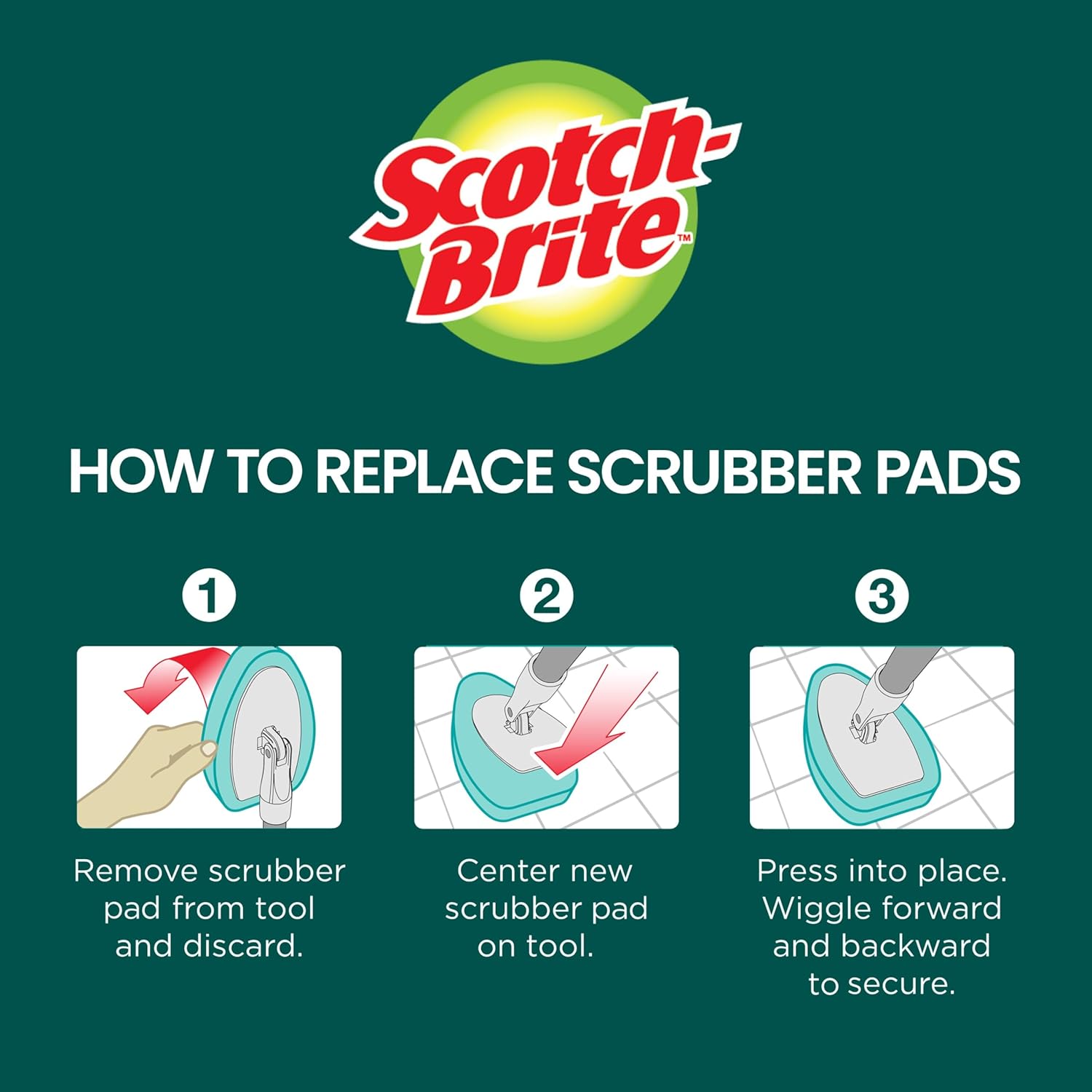 Scotch-Brite Extendable Tub & Tile Scrubber Kit, Includes 1 Handle and 3 Non-Scratch Scrubber Pads