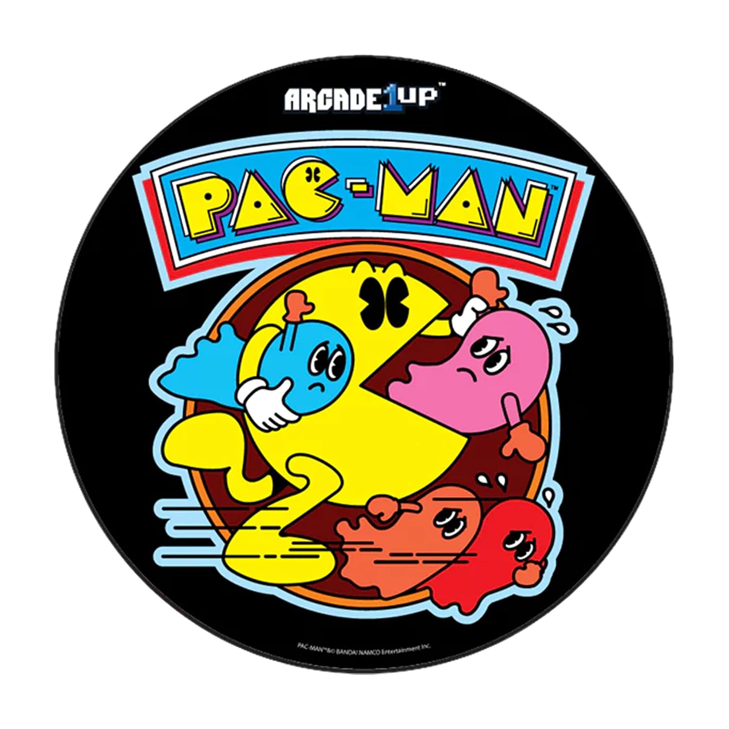 Arcade1Up Adjustable Padded Arcade Game Stool, Steel Frame, Pac-Man, 21.5" to 29.5"- with Leg Extenders, Padded Seat, and Chrome Steel Finish for Home