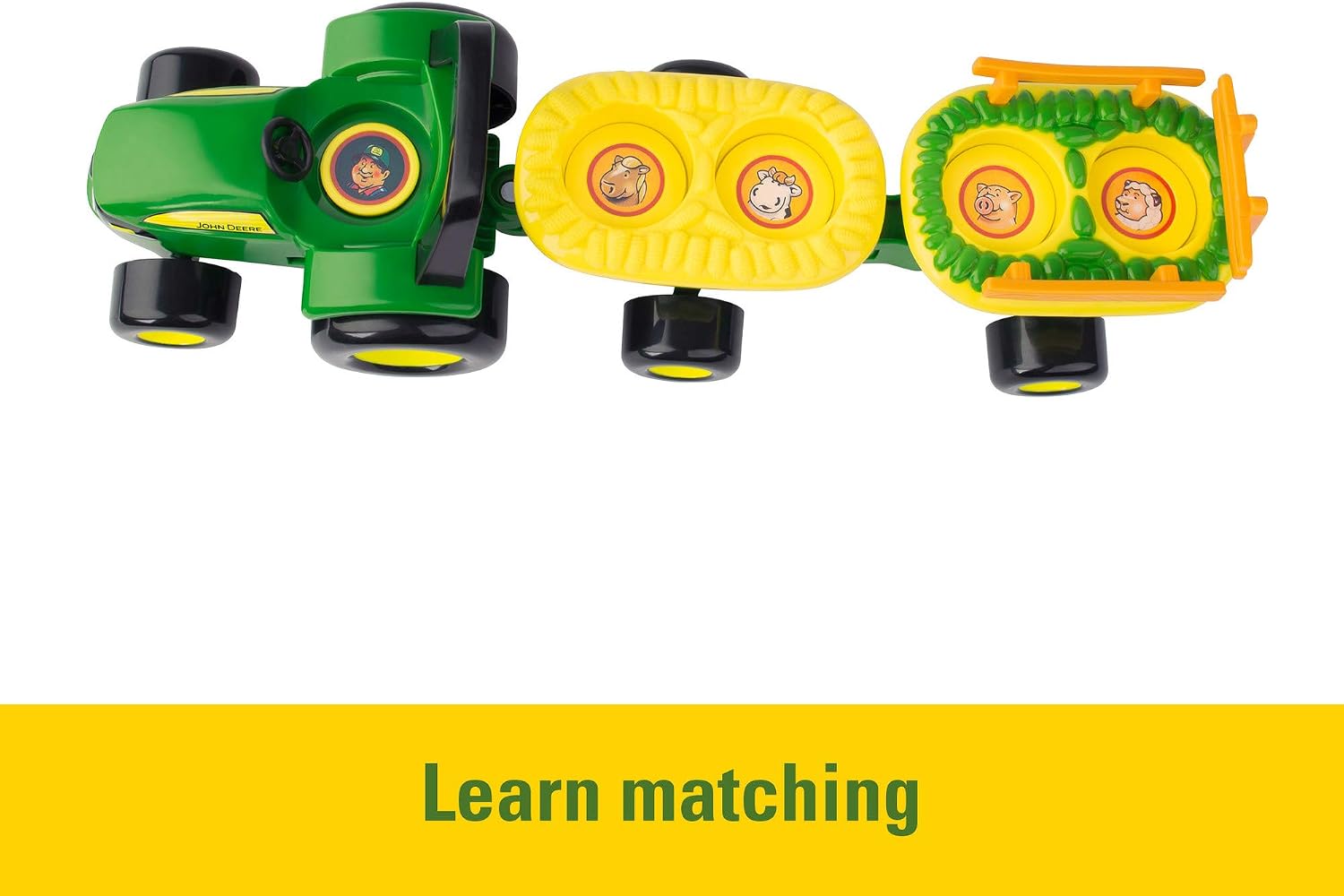 TOMY John Deere Animal Sounds Hayride Musical Tractor Toy - Musical Hayride Toddler Toys - Includes Farmer Figure, Tractor