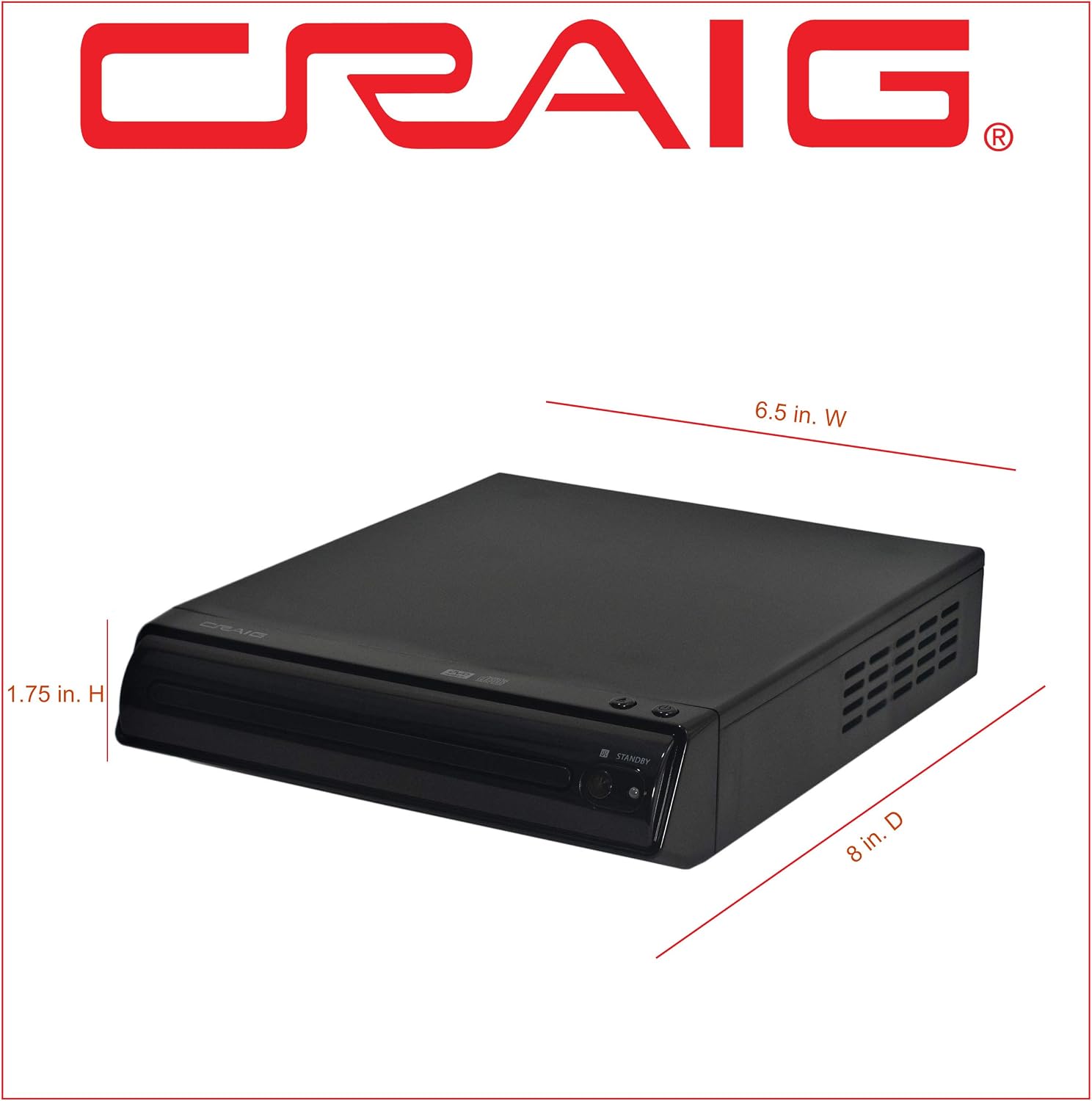 Craig CVD401A Compact HDMI DVD Player with Remote in Black | Compatible with DVD-R/DVD-RW/JPEG/CD-R/CD-R/CD | Progressive Scan | Up-Convert to 1080p |