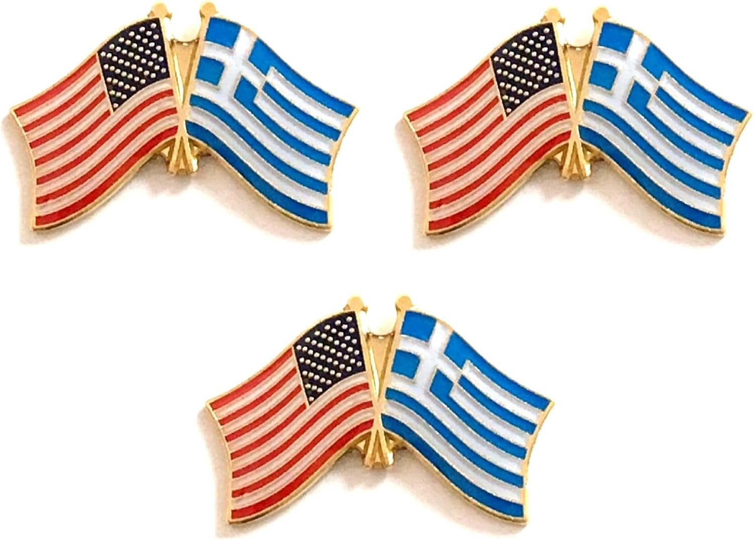 3 National Country Flag Crossed Enamel Flag Pins Pack of 3 Friendship Double Flags