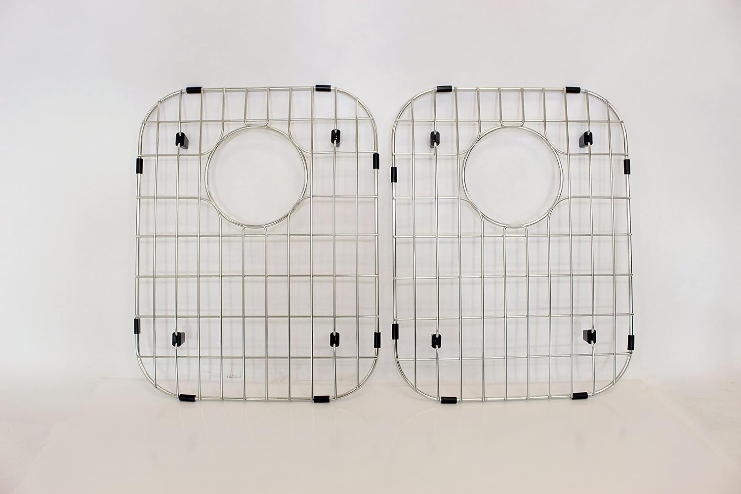 2 Pack Stainless Steel Sink Grid 14.125 x 12 in Rear Drain Hole