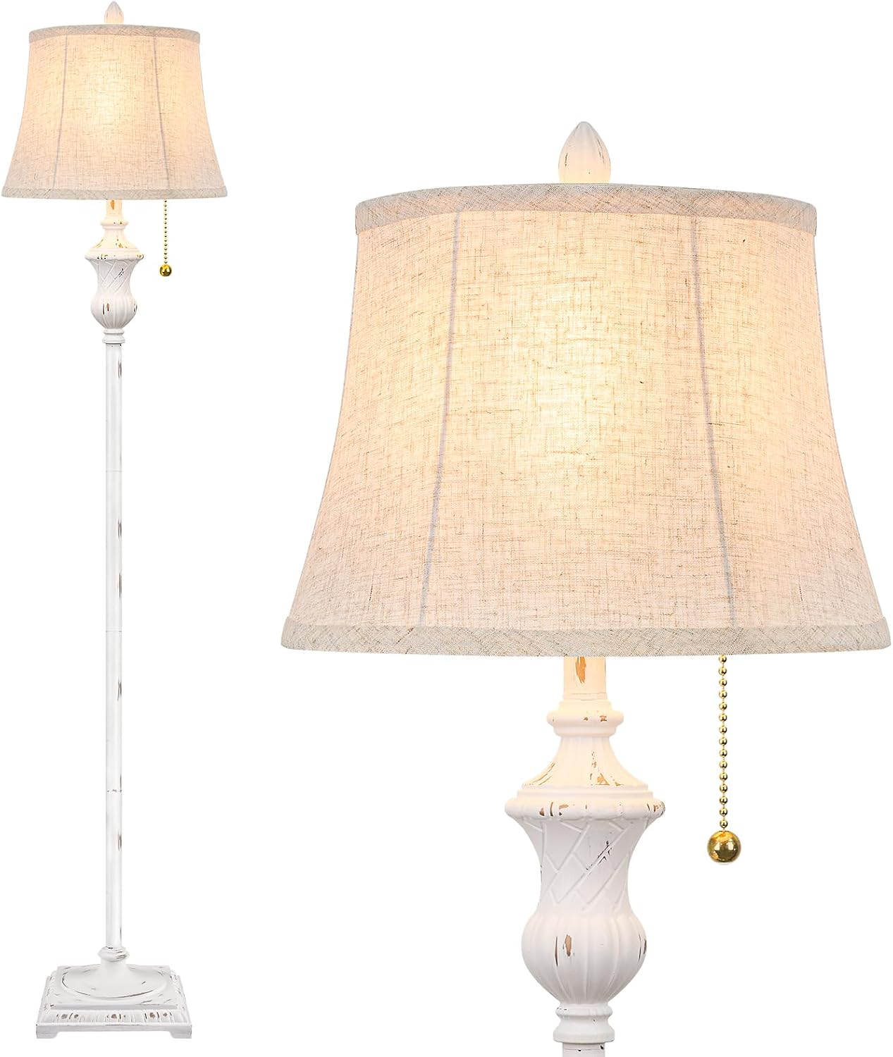 TOBUSA Traditional Floor Lamp, Standing Lamp with Bronze Fabric Shade