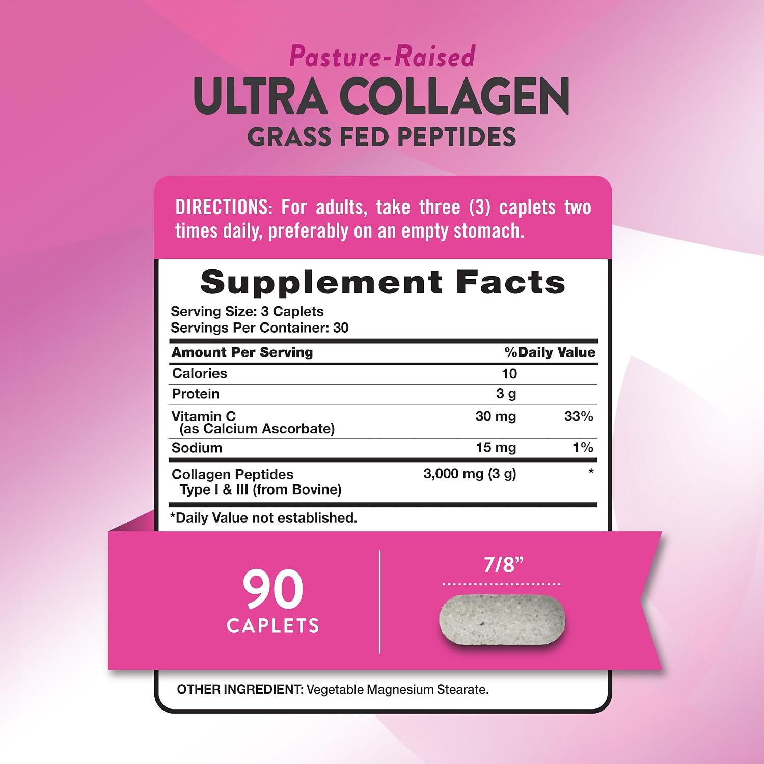 Nature's Truth Collagen Peptides | 90 Caplets | Type 1 and 3 with Vitamin C | Grass Fed, Non-GMO & Gluten Free Supplement
