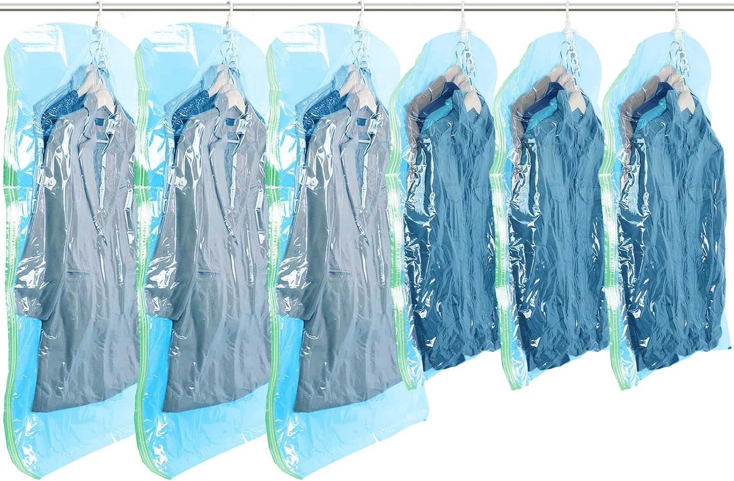 TAILI Hanging Vacuum Storage Bags, Space Save Vacuum seal bags for Clothing Travel, Suits and Jackets, Winter Coat Storage Closet Organizers, Set of 4 (2 Long, 2 Short), Clear