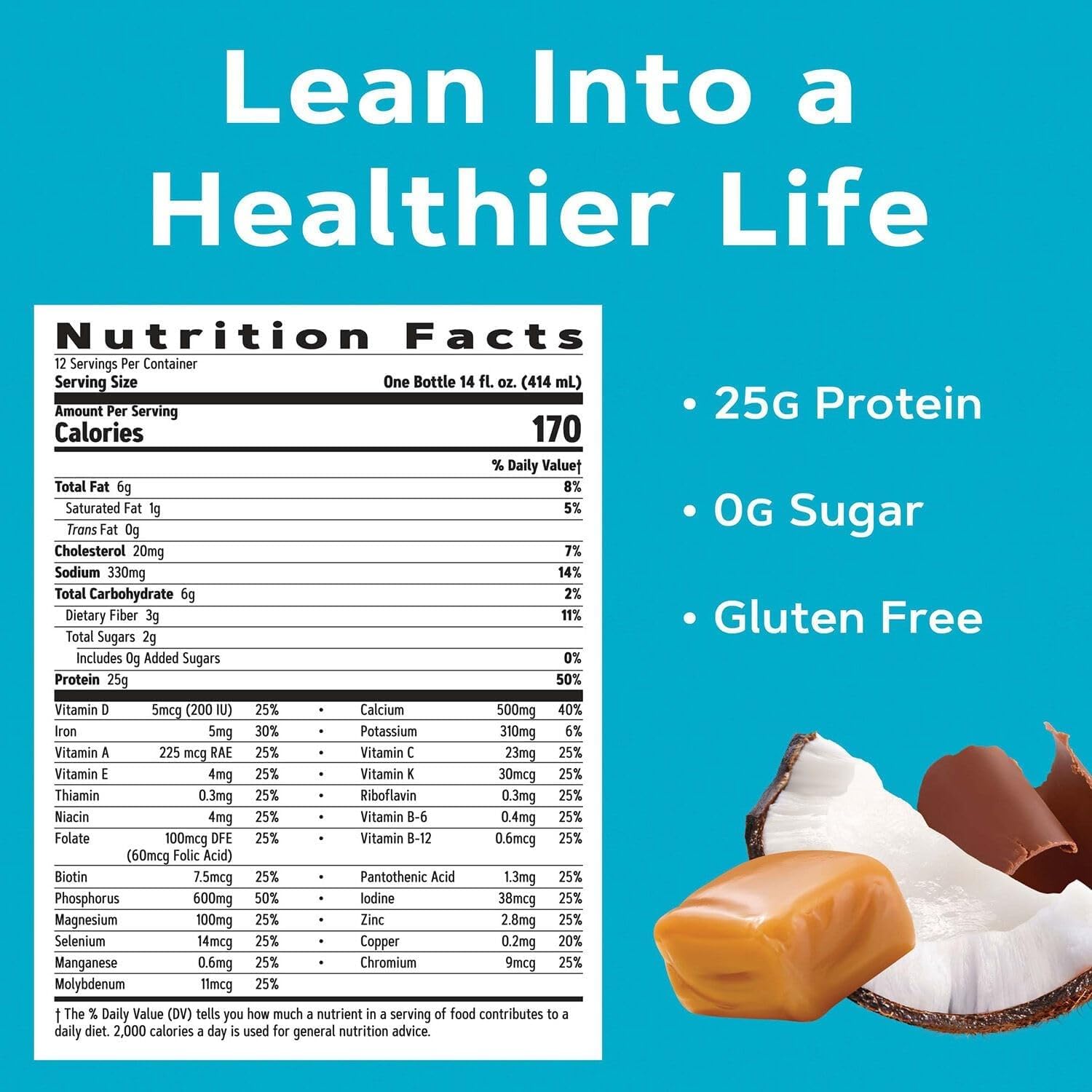 GNC Lean Shake 25 Protein Shake, Clinically Proven Weight Management, Meal Replacement, 25g Protein with Zero Added Sugar, Ready to Drink, Vanilla Bean, Pack of 12