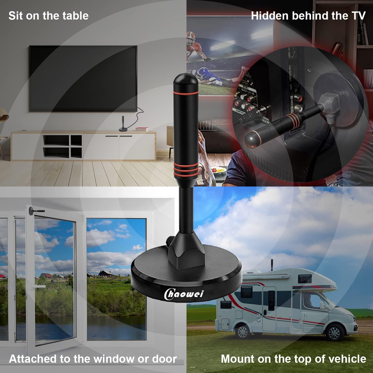 Chaowei 2026 TV Antenna for Smart TV Indoor (16.5ft) Cable | Long Range HD Digital Antenna for Local Channels with Strong Magnetic Base, 360° Reception, Supports 4K 1080P HDTV