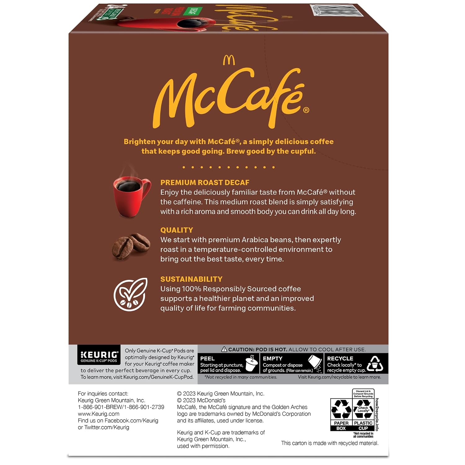 McCafe Premium Roast Decaf Coffee, Single Serve Keurig K-Cup Pods, Decaffeinated, 96 Count (4 Packs of 24)